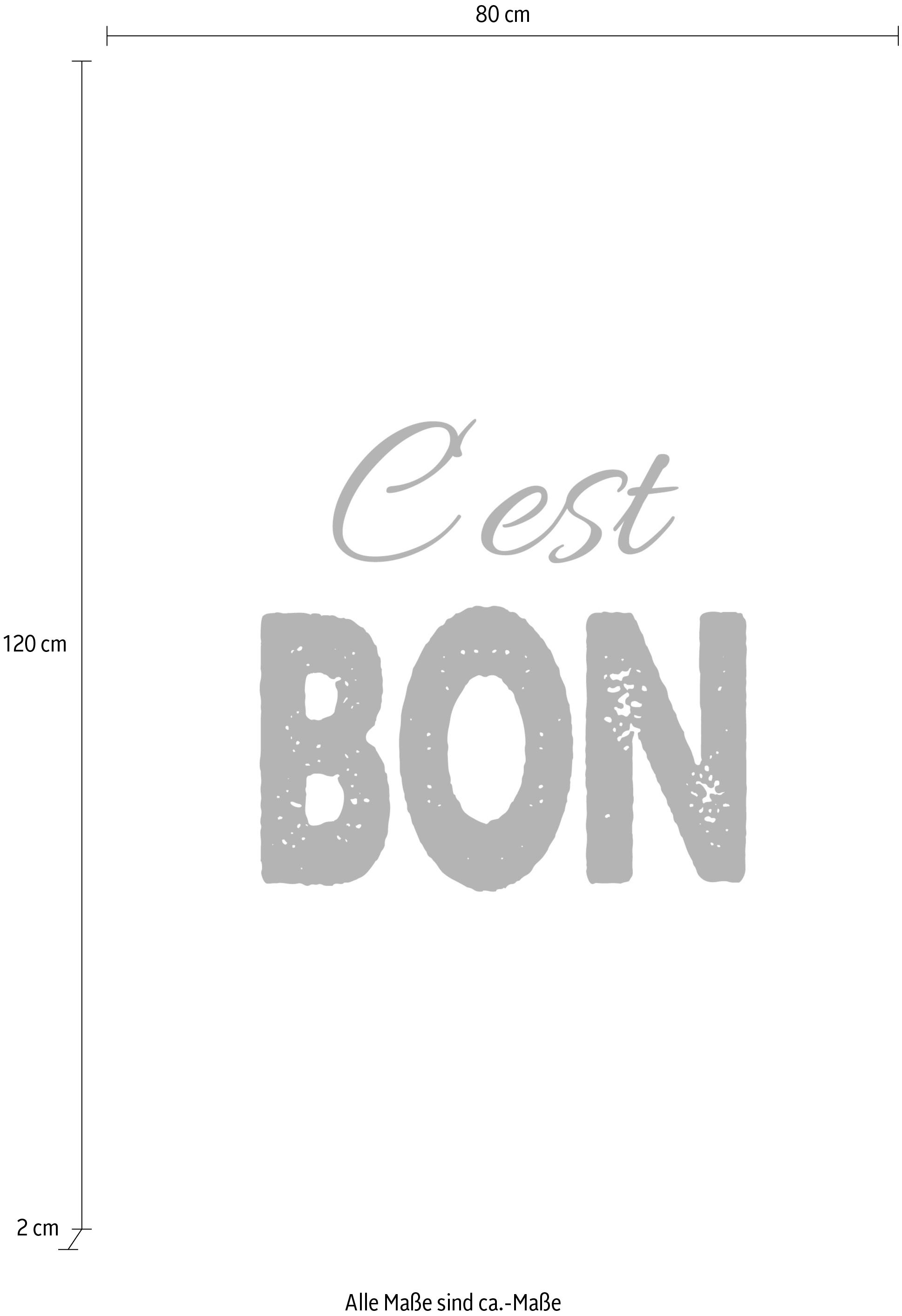 queence Leinwandbild »Spruch C'est Bon«, Kunst-Modern-Spa-Spa Bilder-Sprüche-Sprüche & Texte-Schriftzug-Schriftzüge-Schwarz-Weiß, Premium-Leinwandstoff, Handarbeit aus Deutschland