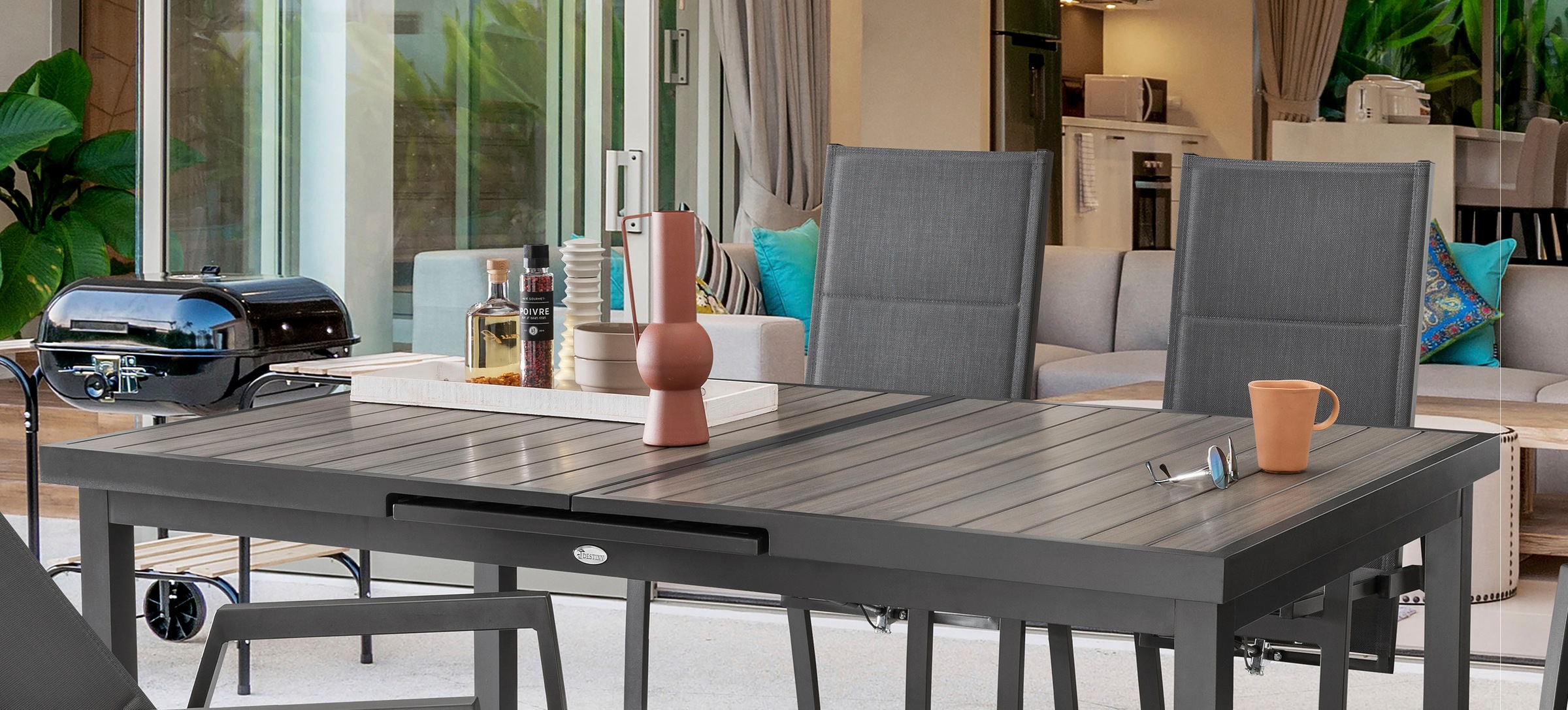 Destiny Garten-Essgruppe »COSTA IMOLA« 5 Stk. tlg. 4 Hochlehner Textilene, 1 Ausziehtisch 165/215x100x75 cm