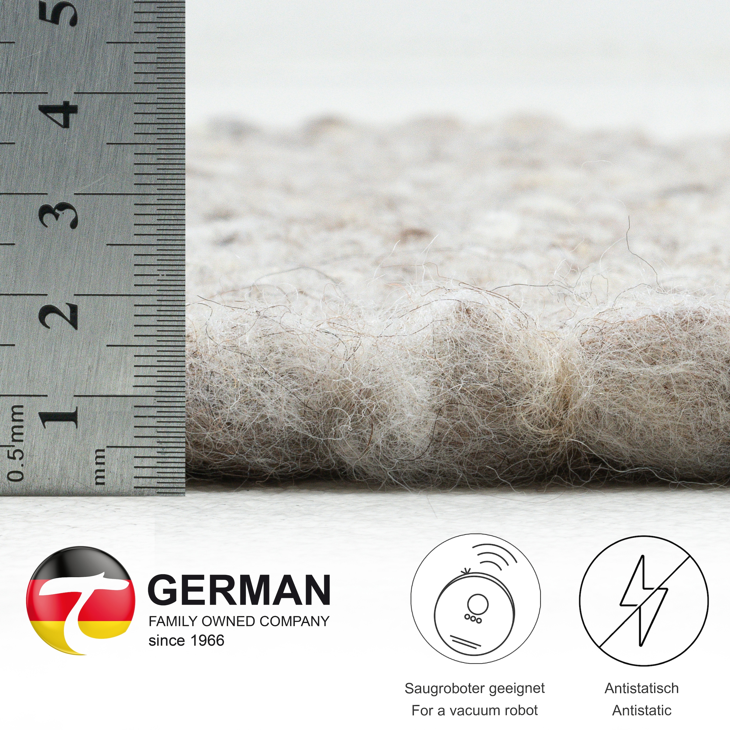 my home Wollteppich »Greith« rechteckig 12 mm Höhe Wendeteppich, meliert, reine Wolle, handgewebt, Scandi, Wohnzimmer