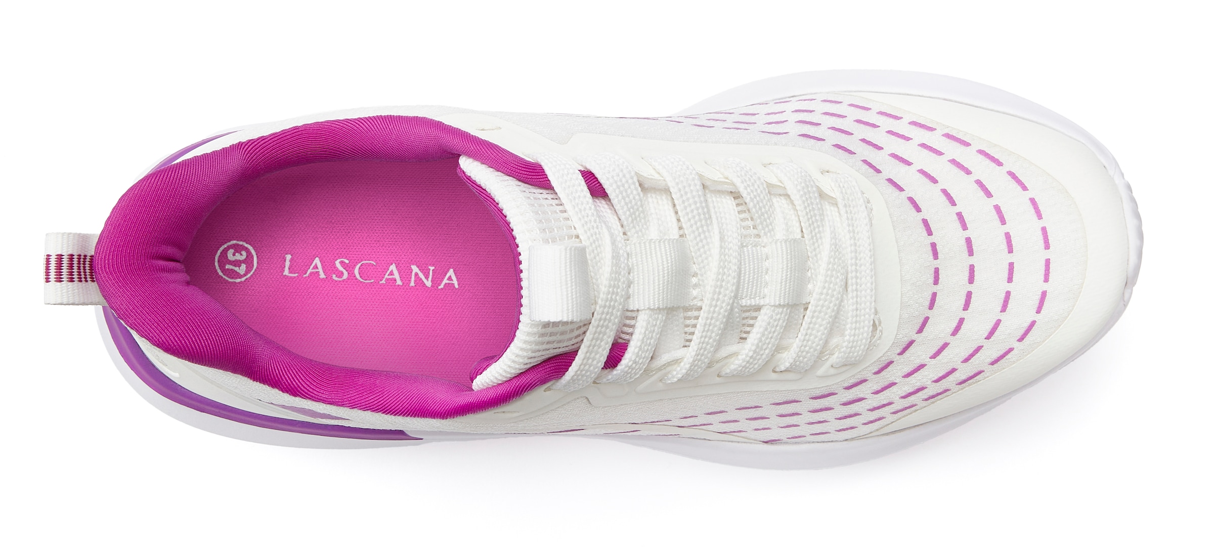 LASCANA Sneaker »Halbschuh, Schnürschuh, Freizeitschuh«, aus Textil mit Farbakzenten