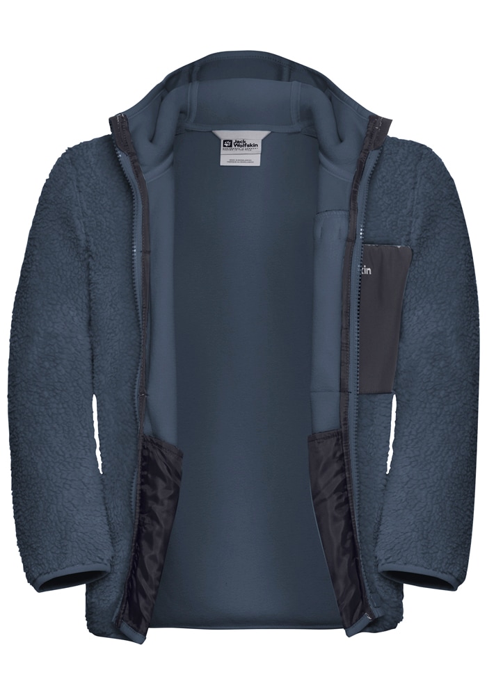 Jack Wolfskin Fleecejacke »ICE CURL HOOD JACKET K« mit Kapuze Übergangsjacke mit Kapuze, mit Brusttasche mit Reißverschluss