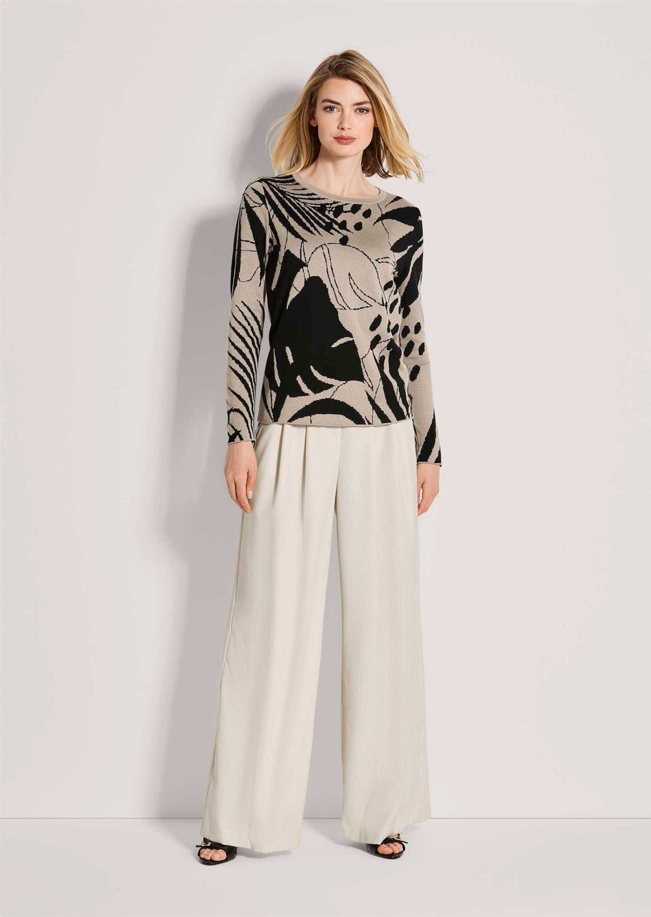 MADELEINE Longpullover »Jacquardpullover Baumwollpullover mit floralem Muster« Allover-Jaquard-Muster