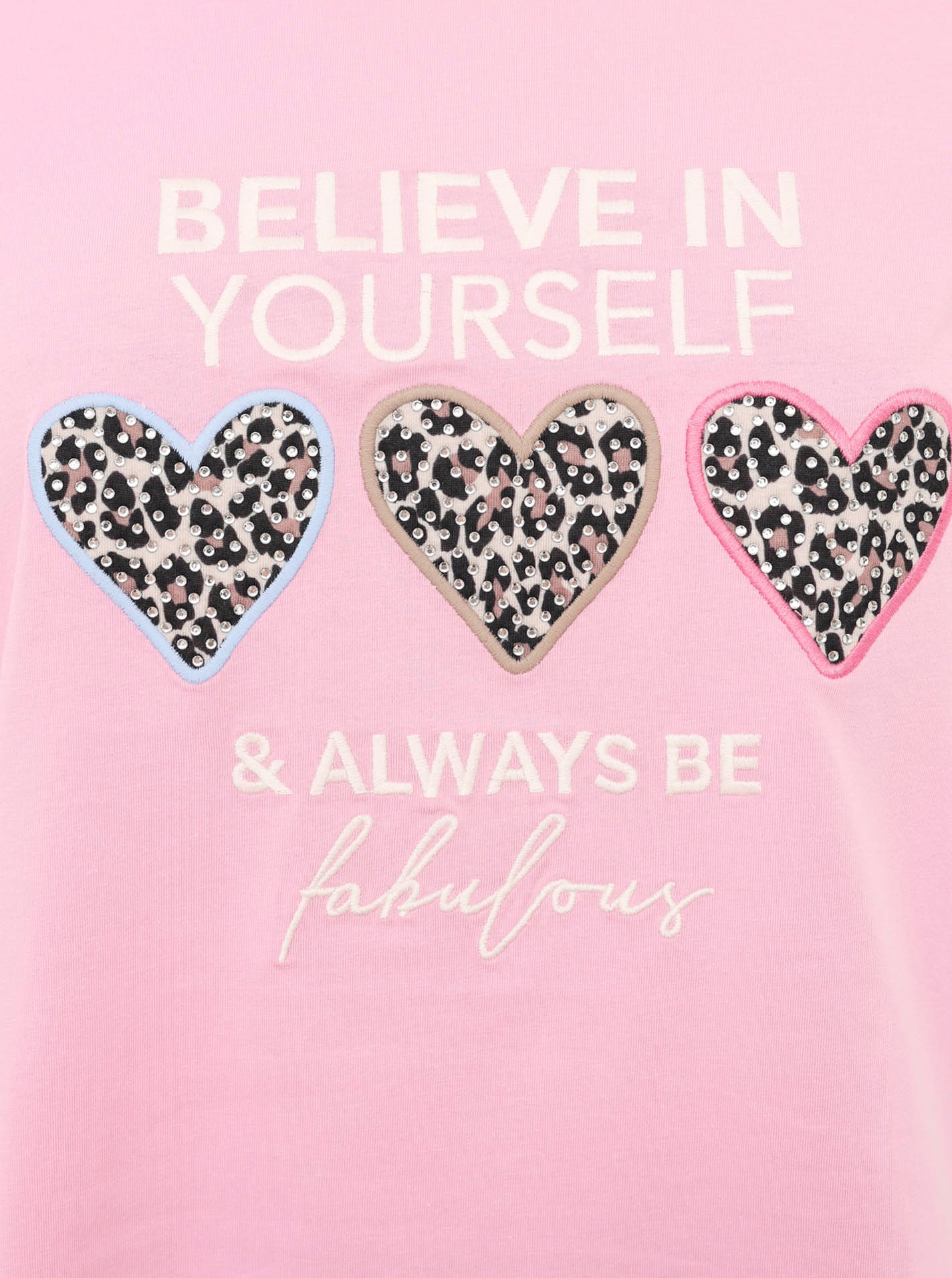 Zwillingsherz T-Shirt »"Always Believe"« Stickerei, Leoherzen, Rundhals, kurzarm