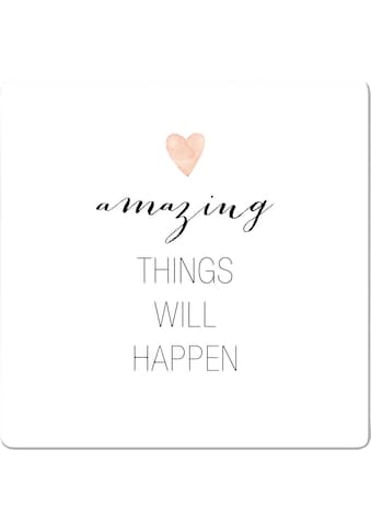 Glasbild »Confetti & Cream Amazing things will happen«