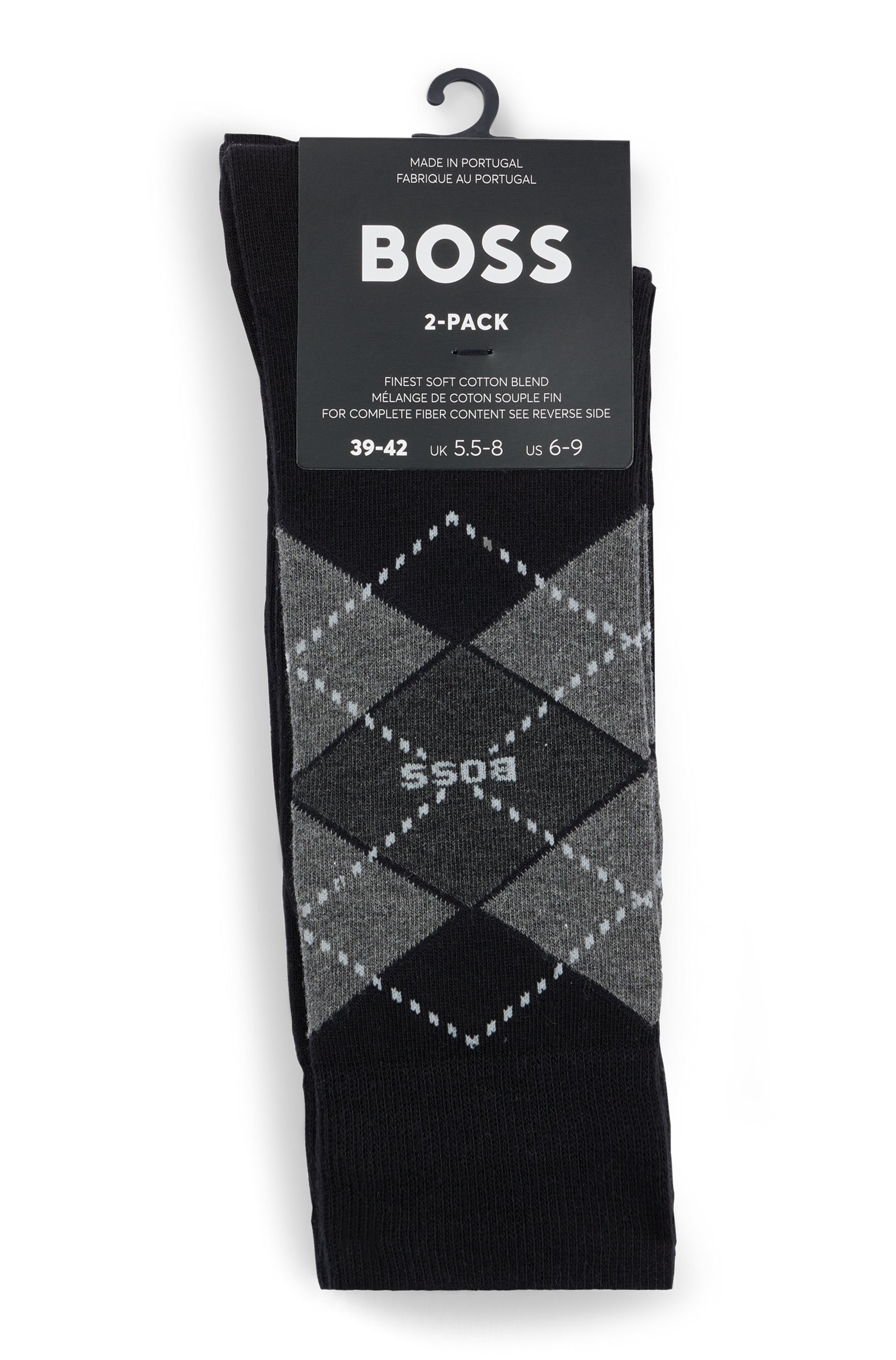BOSS Socken »2P RS Argyle CC« Packung, 2er Pack, 2 Paar tlg. mit BOSS Schriftzug