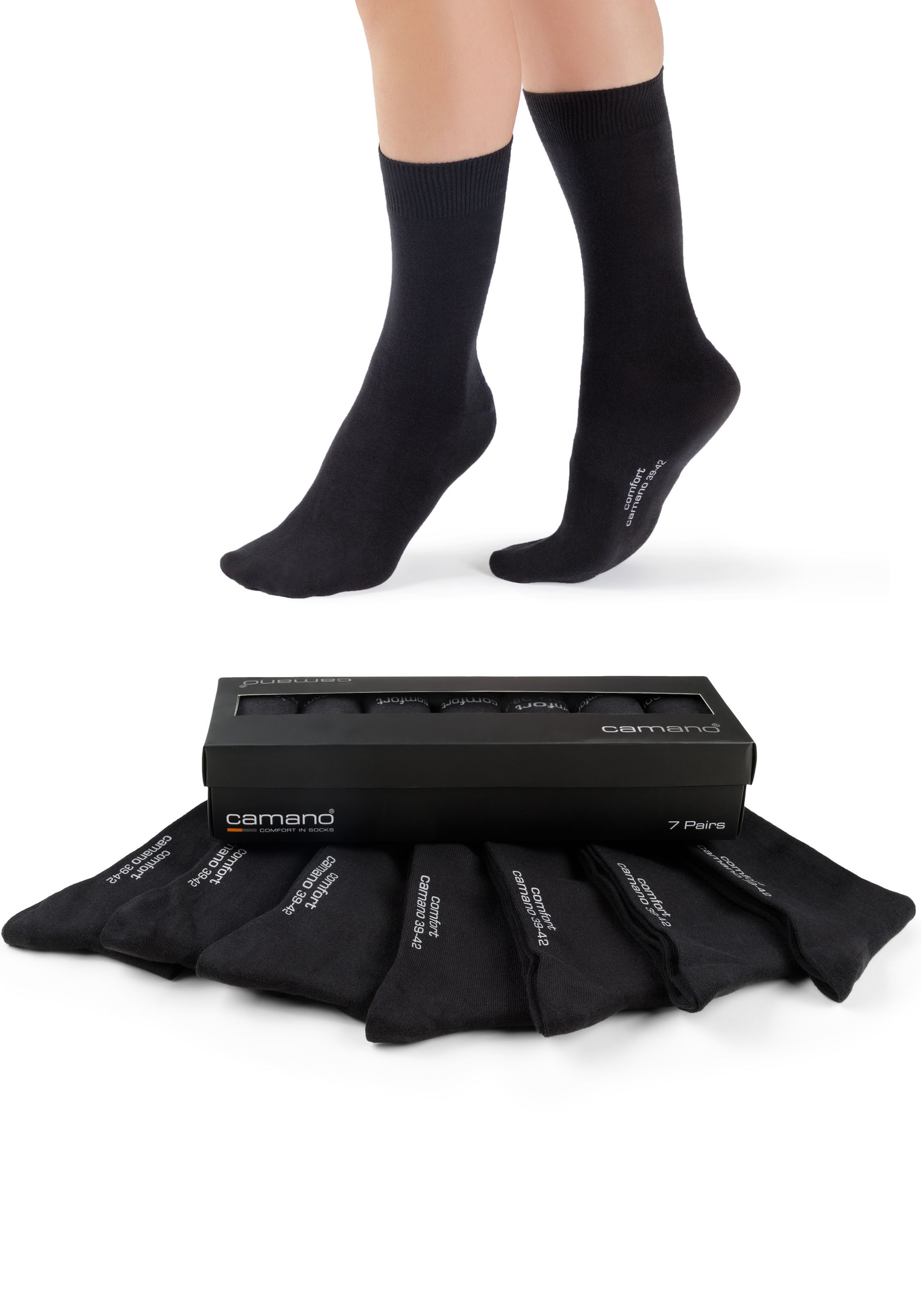 Camano Langsocken »comfort«, (7 Paar), in langer Form, mit Geschenkbox
