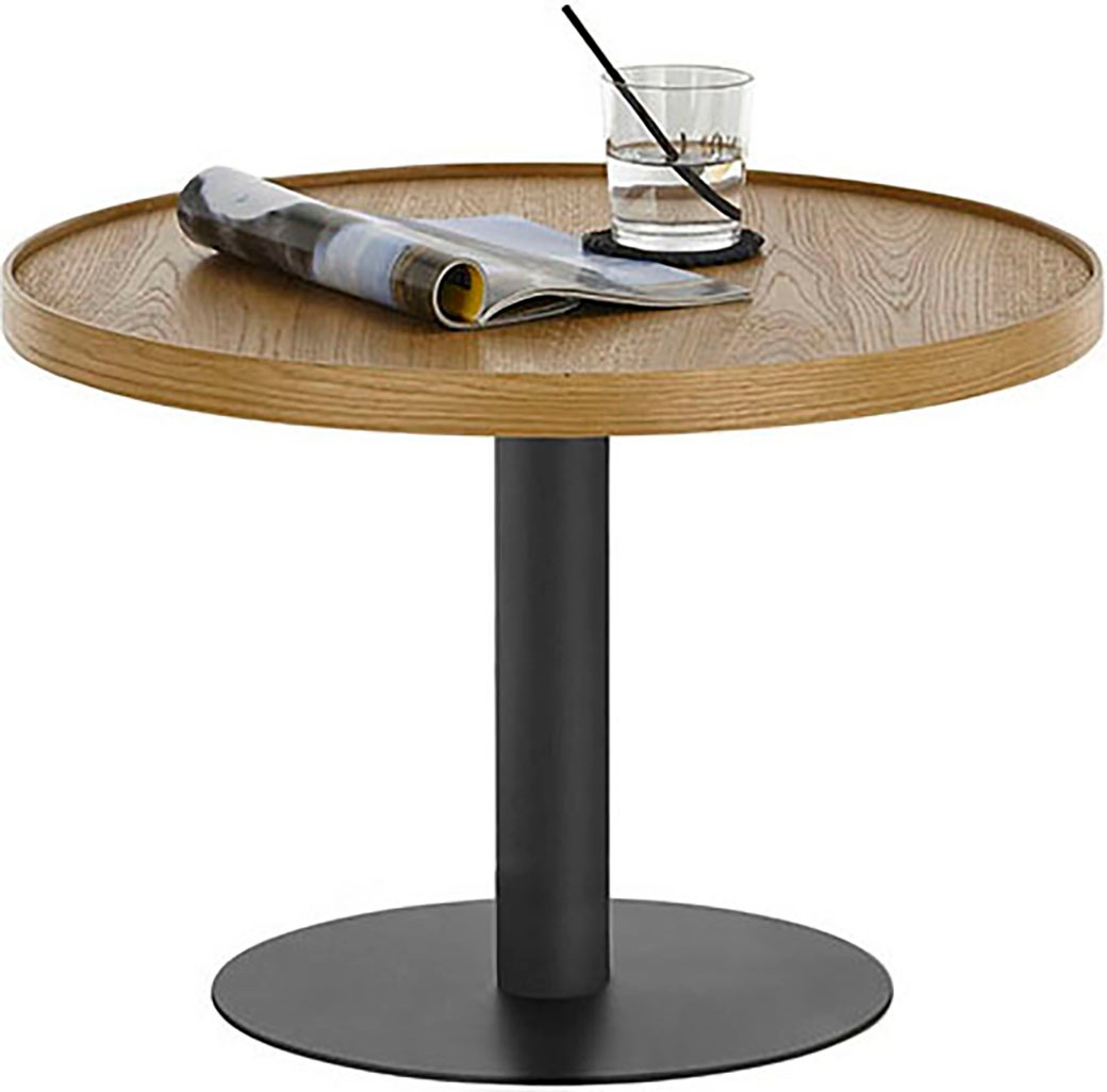 MCA furniture Couchtisch »MONTEVERDE«, Eiche furniert, Säule Ø 60 mm, Bodenplatte Ø 370 mm, belastbar 20 kg