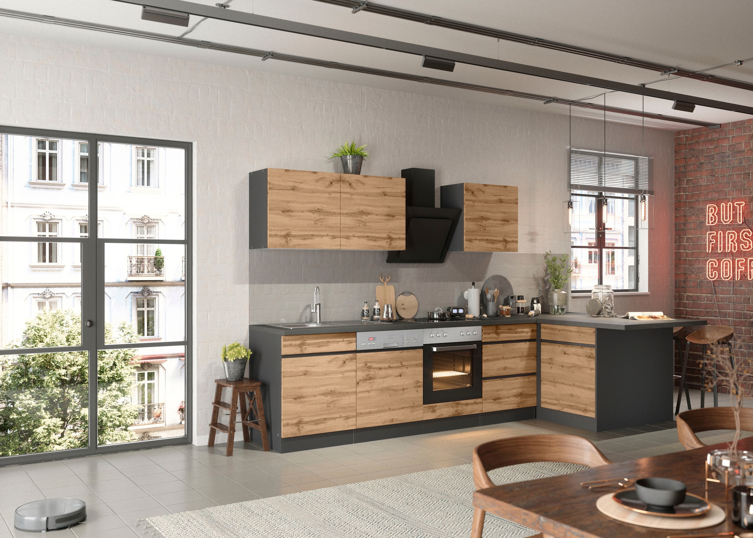 KOCHSTATION Winkelküche »KS-Riesa« Stellbreite 340x150 cm, wahlweise mit oder ohne E-Geräte