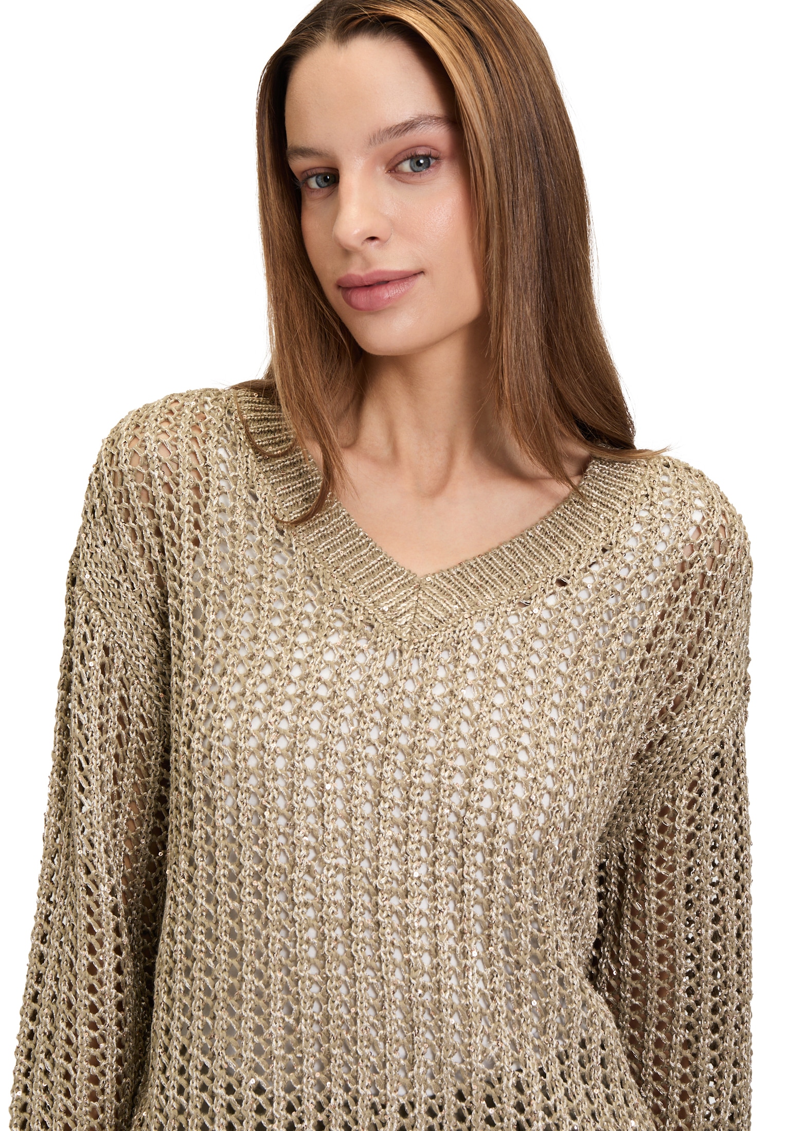 Betty Barclay Rundhalspullover »Lochstrick-Pullover mit Pailletten«