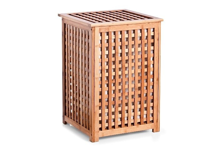 Zeller Present Wäschetruhe aus Bambusholz, mit Innenbeutel, klappbarer Deckel, Höhe 58 cm
