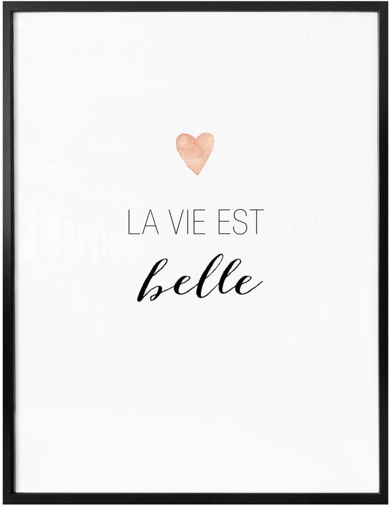 Wall-Art Poster »La vie Bild, Wandbild, kaufen St.), belle«, est Schriftzug, (1 Wandposter Rechnung Poster, auf