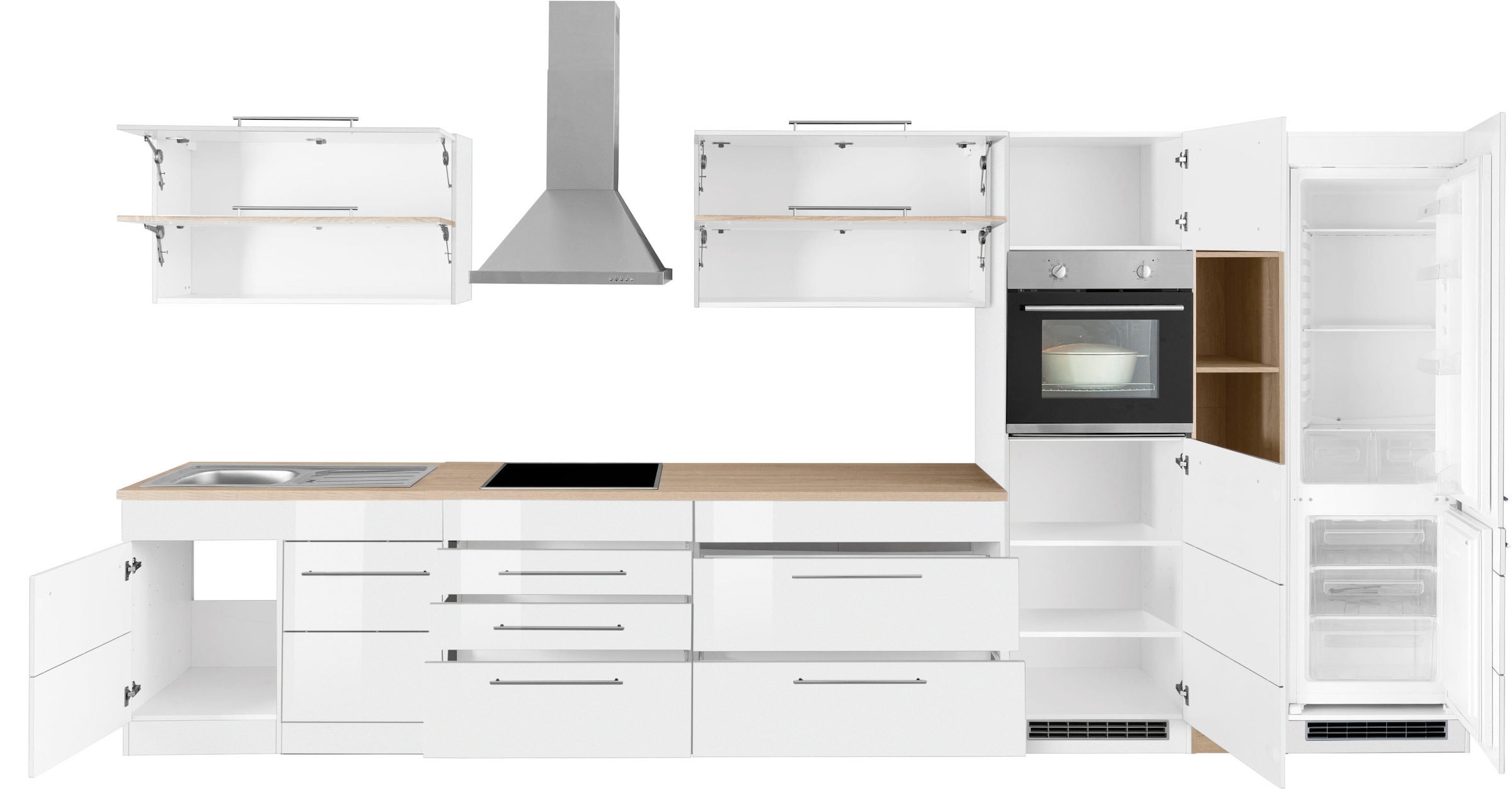 KOCHSTATION Küchenzeile »KS-Wien«, Breite 430 cm, wahlweise mit E-Geräten und Induktion