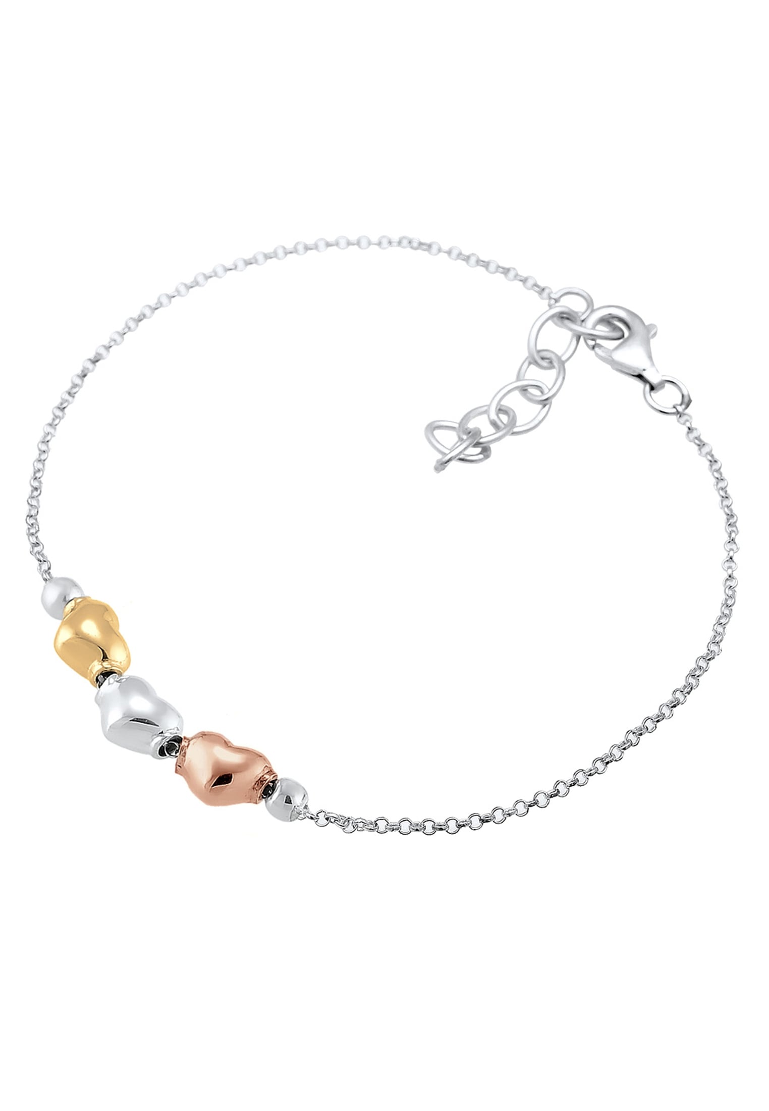 Elli Armkette »Armband Herz Liebe Tri-Color 925 Sterling Silber«