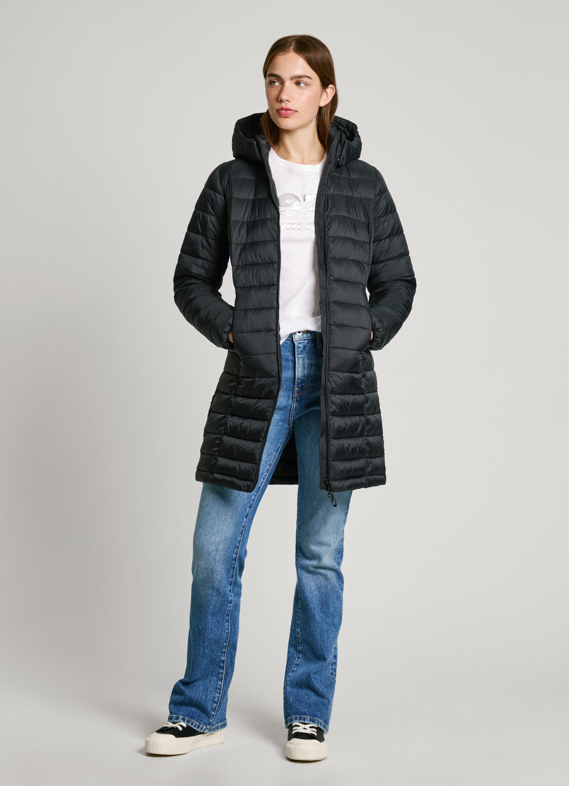Pepe Jeans Outdoorjacke »AMMY LONG«, mit Kapuze, mit abnehmbarer Kapuze