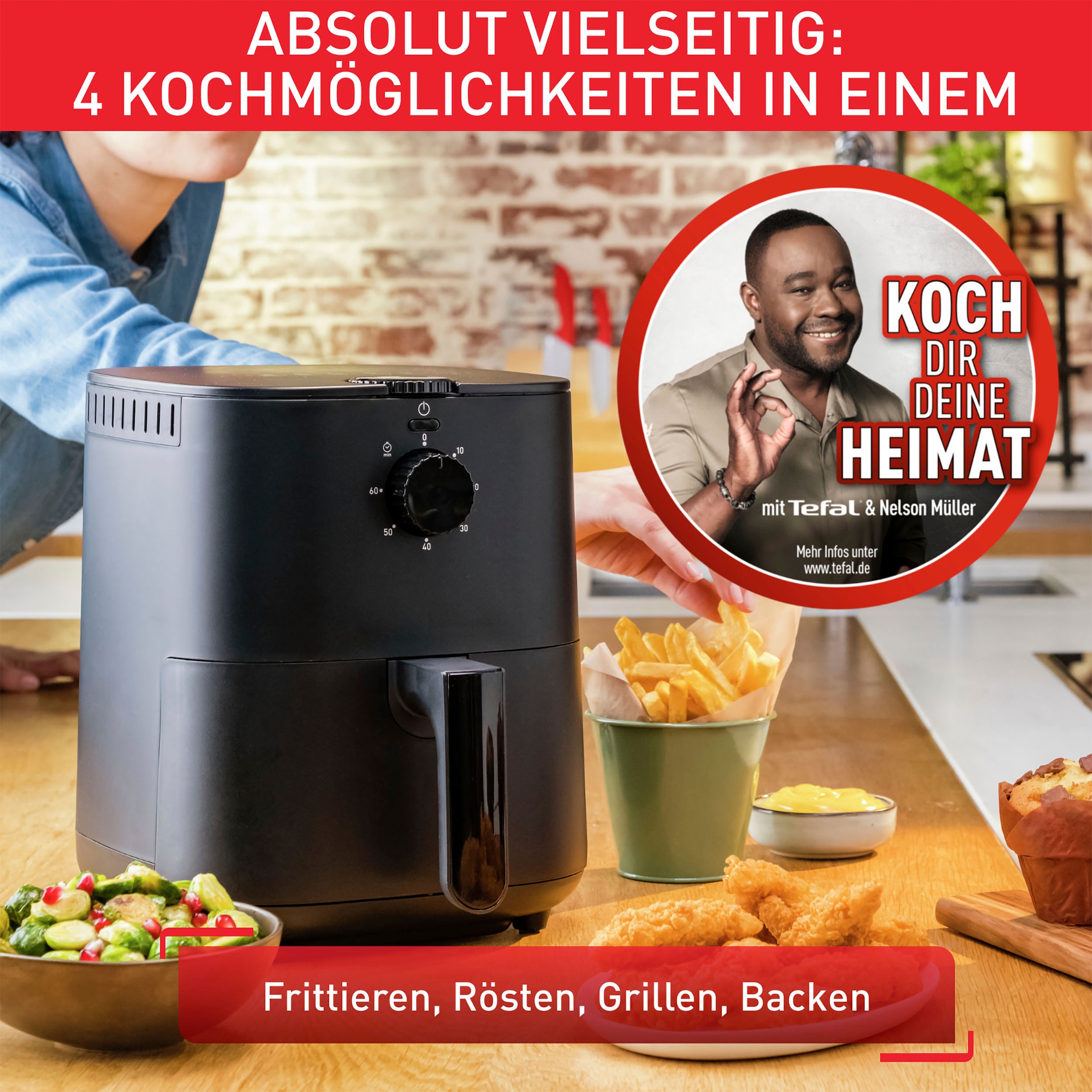 Tefal Heißluftfritteuse »EY1308 Easy Fry Essential«, 1430 W, kompaktes Design, energiesparend, knusprige Ergebnisse, gesund Kochen