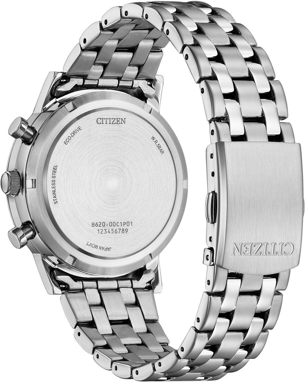 Citizen Chronograph Armbanduhr, Solar, Herrenuhr, Edelstahlarmband, Datum, Stoppfunktion