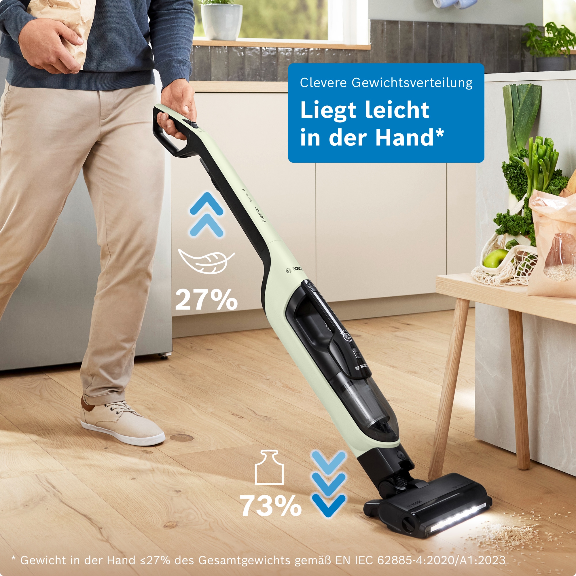 BOSCH Akku-Stielstaubsauger »Flexxo Serie 4 BCH4FM28/BCH4SM28, 2in1 Akku-Staubsauger, freistehend« kabellos, integriertes Zubehör, beutellos, 60 Min. Laufzeit