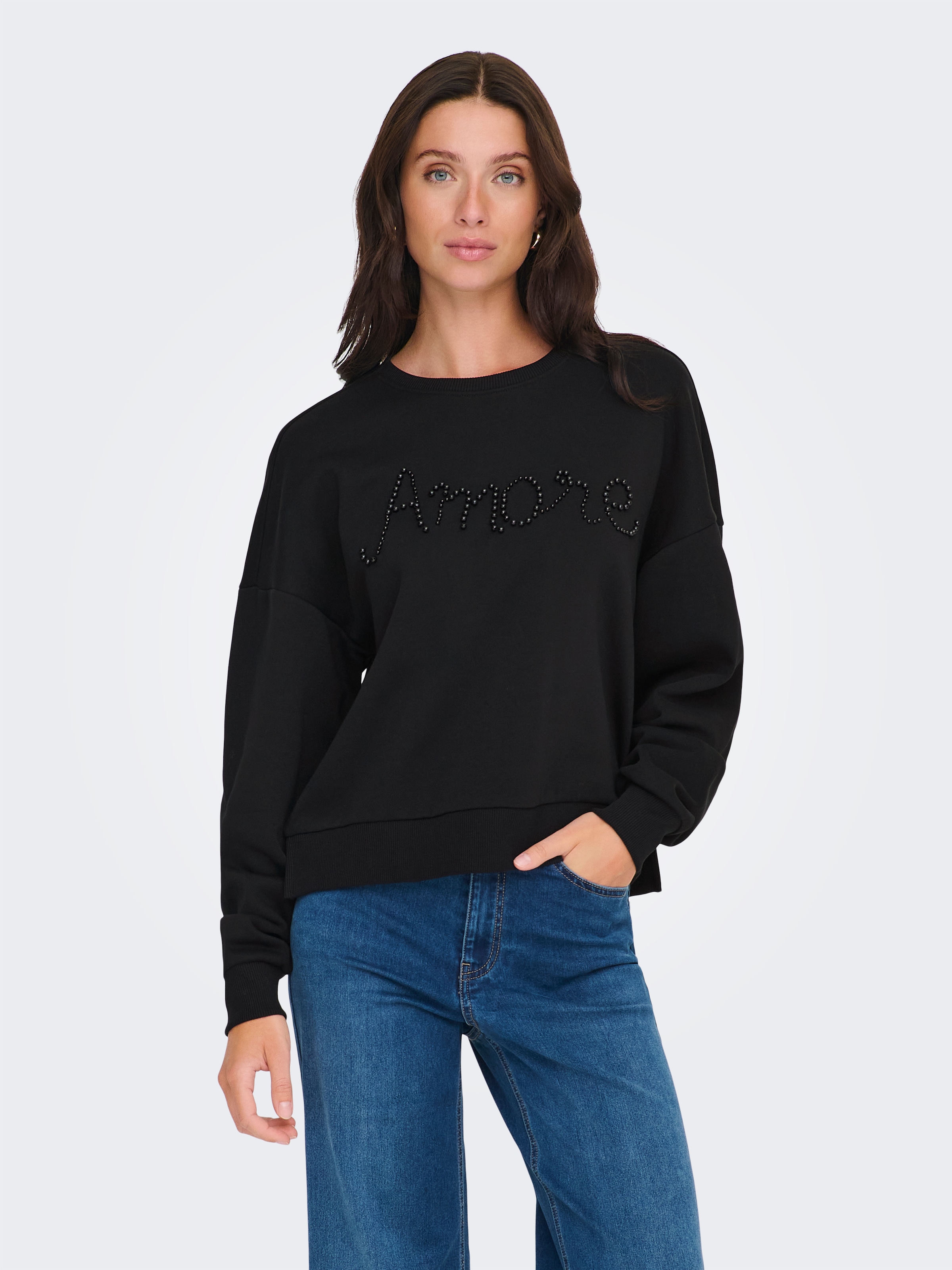 ONLY Sweatshirt »ONLJENNA L/S O-NECK EMB. BOX SWT«
