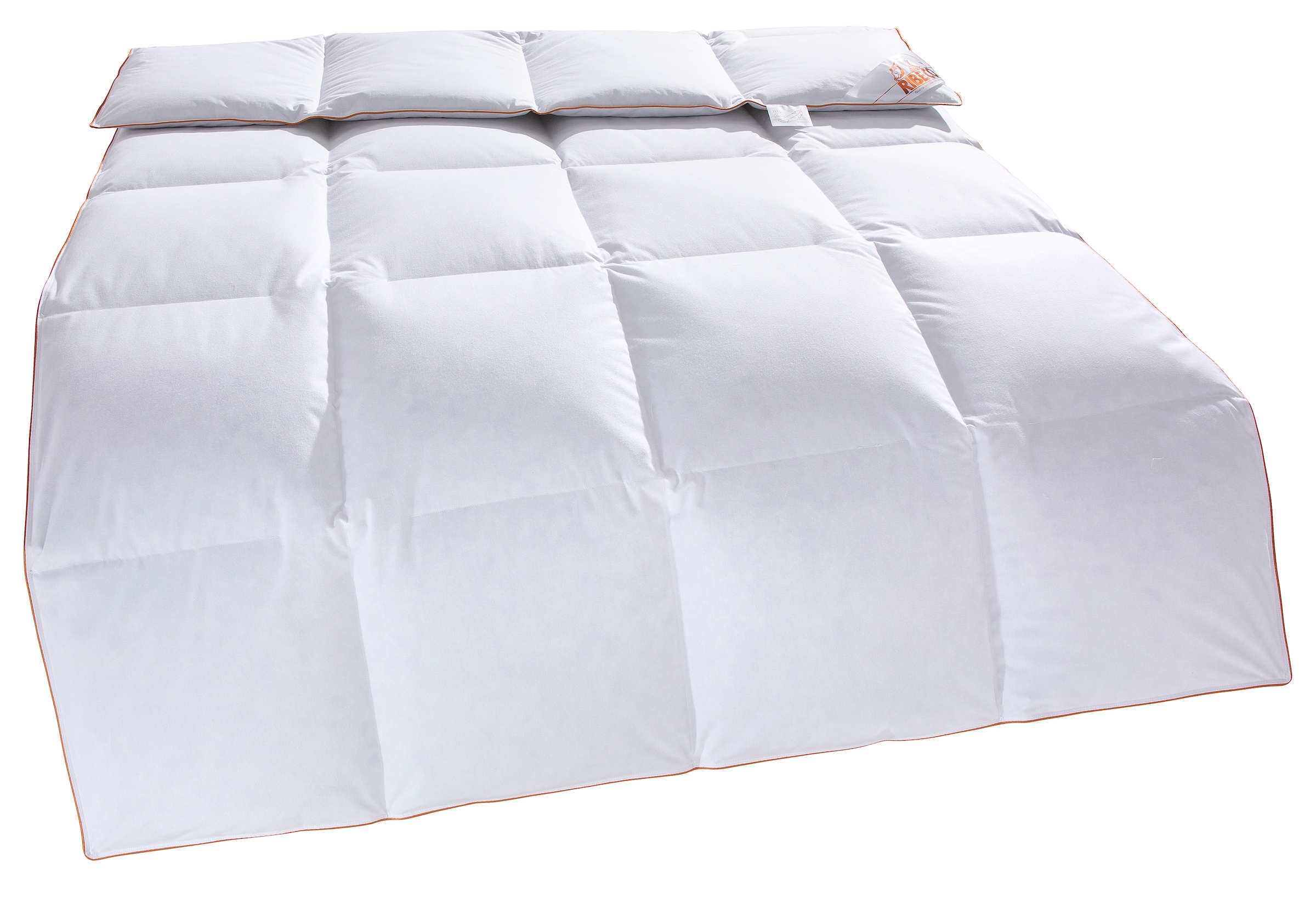 RIBECO Daunenbettdecke + Kopfkissen »Richard, Bettwaren-Set in 135x200 oder 155x220 cm, Sommer oder Winter«, (Spar-Set), Seit 105 Jahren überzeugt RIBECO durch Qualität