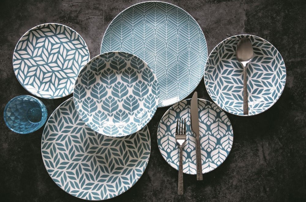 Villa d'Este Teller-Set »Geschirr-Set Bali Leaf«, (Set, 18 tlg.), Service, Tafelservice, 18 Teile, für 6 Personen