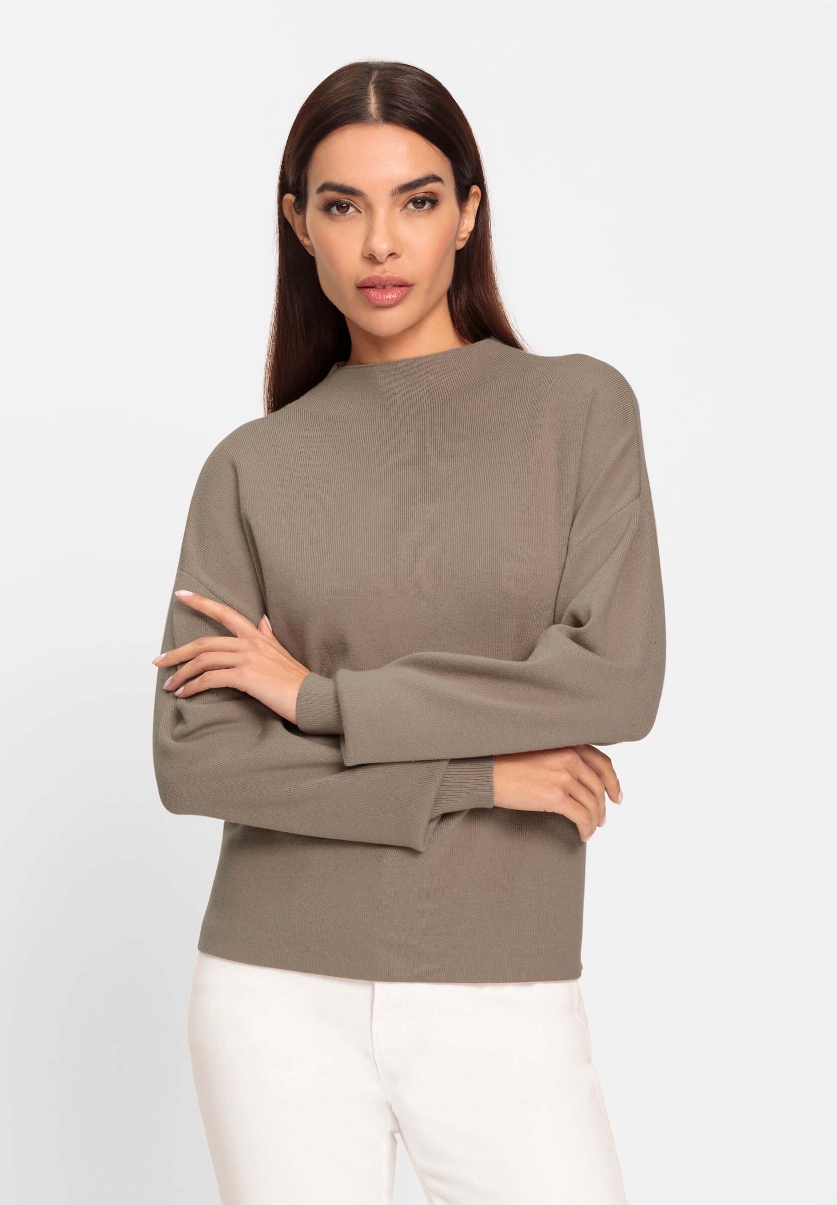 heine Strickpullover »Pullover Stehkragenpullover mit überschnittener Schulter«