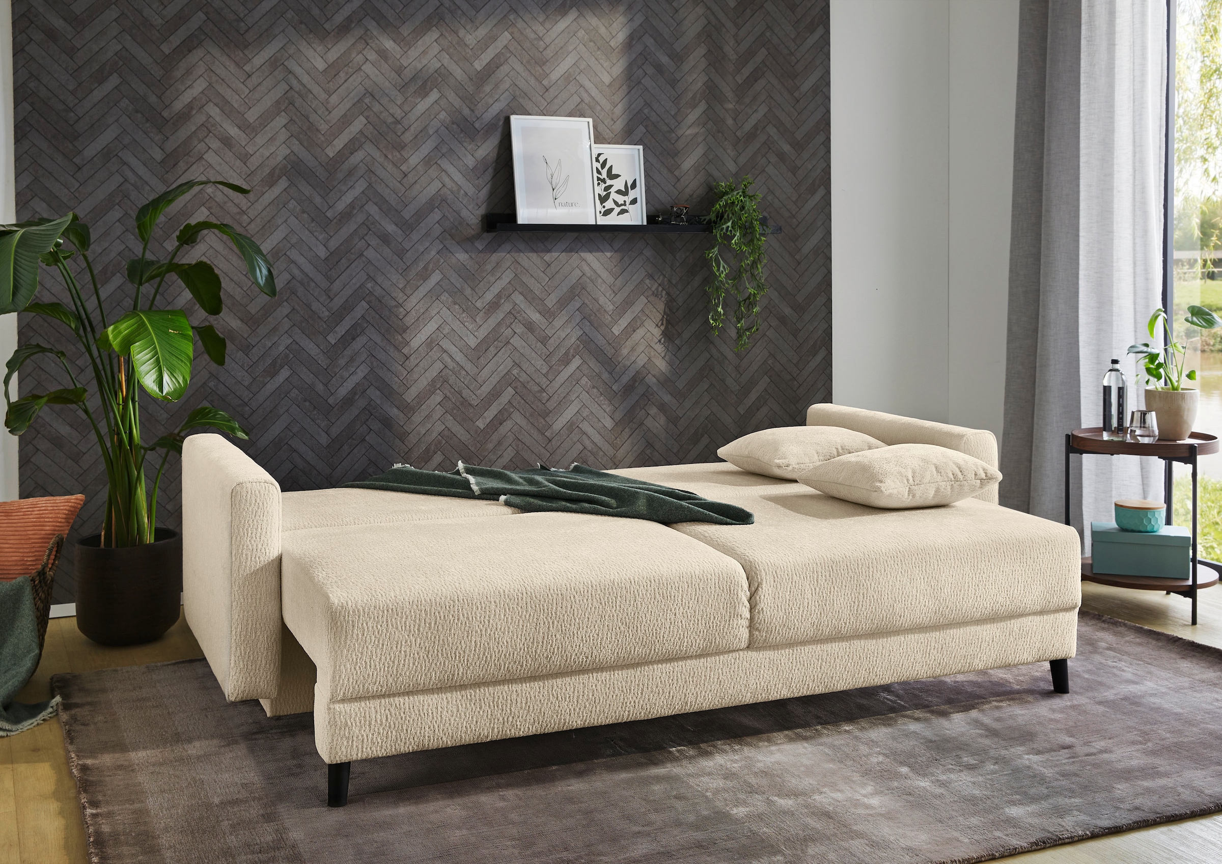 Jockenhöfer Gruppe Schlafsofa »Bjoern, B: 217 cm, Liegefl. 140x191 cm« mit Bettfunktion, Bettkasten & Zierkissen