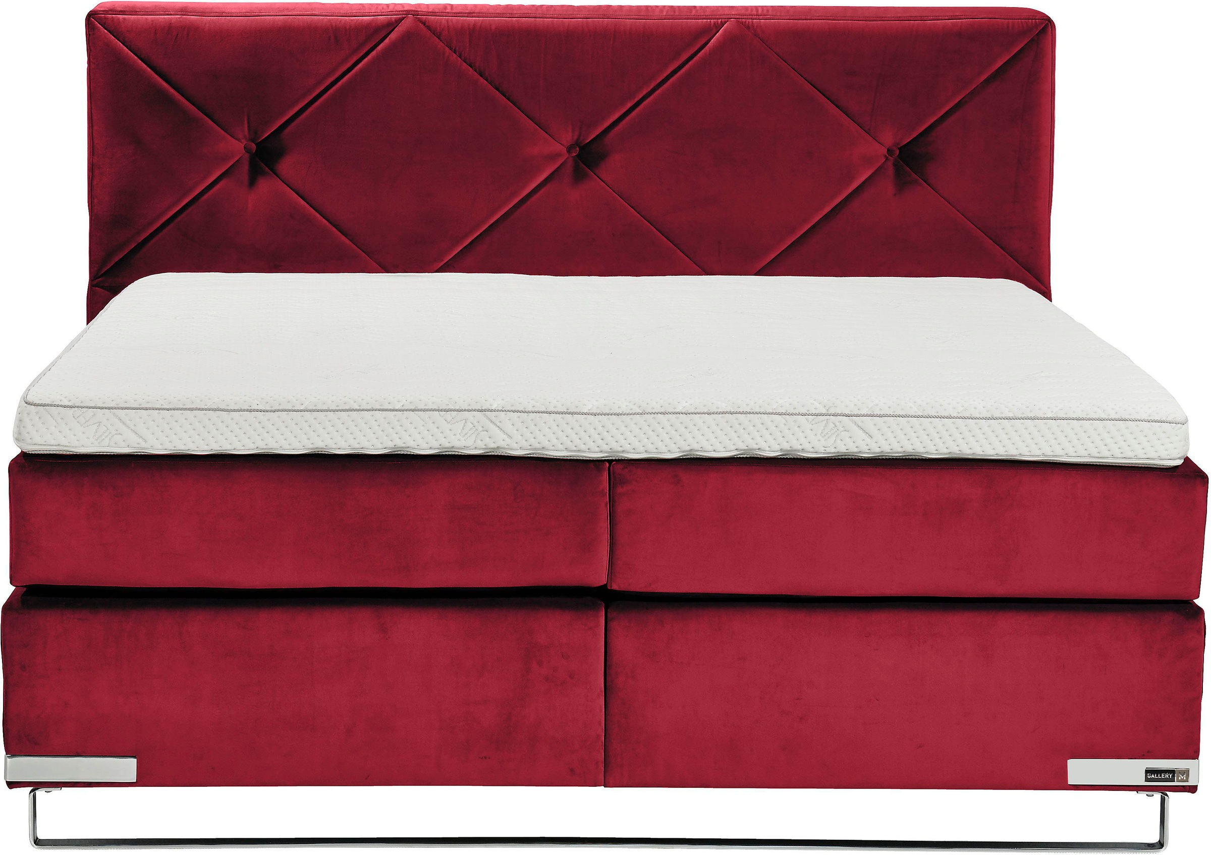 Musterring Boxspringbett »Dubai«, Kufe in Chrom, 3 Härtegrade, Kopfteil mit Knopfheftung
