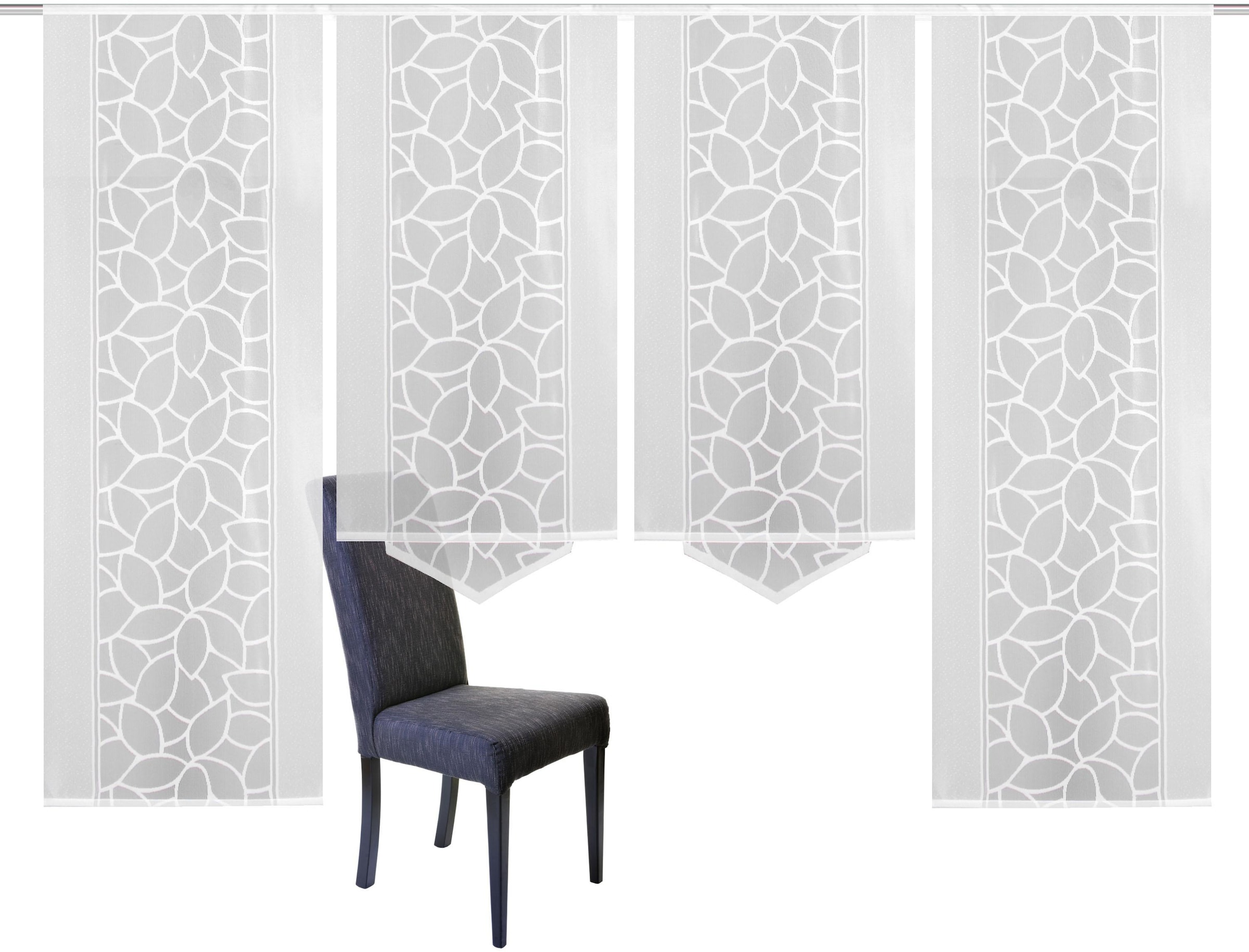 HOME WOHNIDEEN Schiebegardine »JENNA« Klettband 4 Stk. tlg. Schiebevorhang Jacquard Set