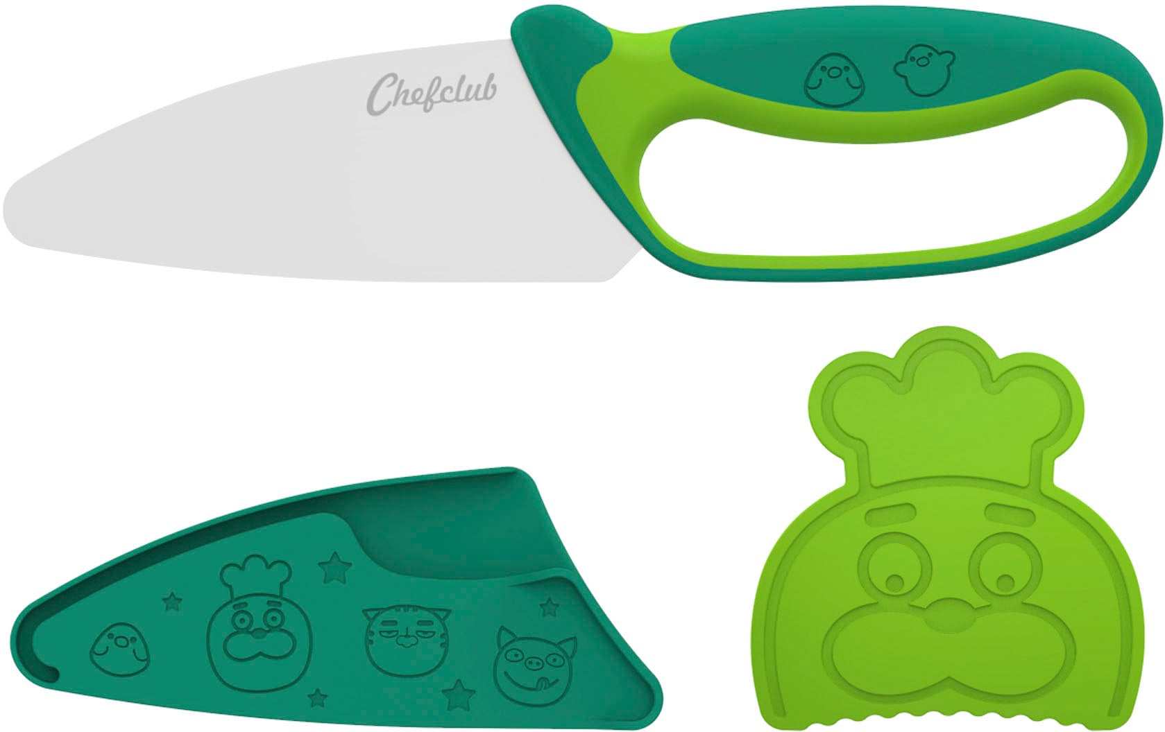 Kinderkochmesser »Messer für Kinder, grün«, (Set, 3 tlg.)