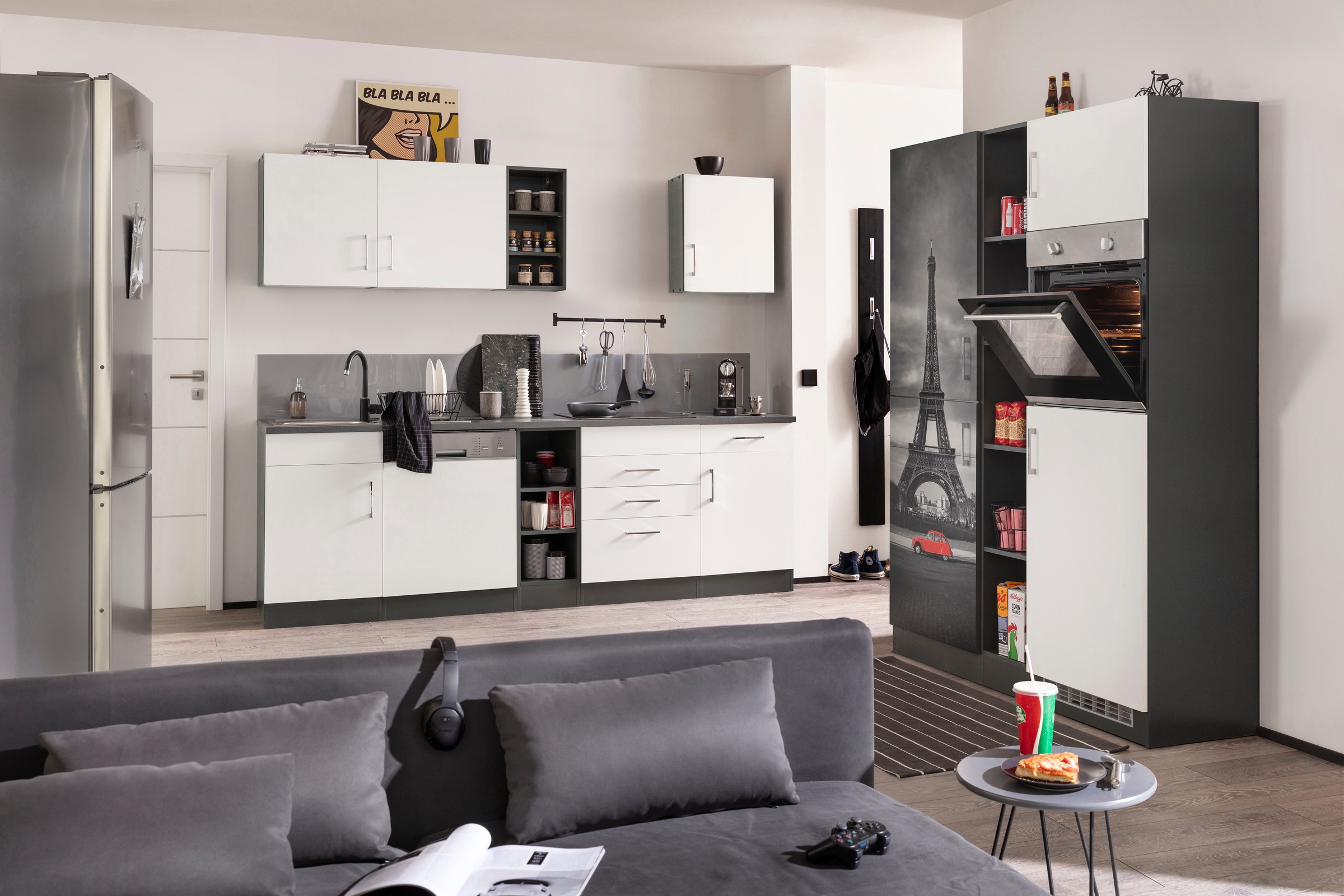 KOCHSTATION Küchenzeile »KS-Paris«, ohne E-Geräte, Breite 400 cm