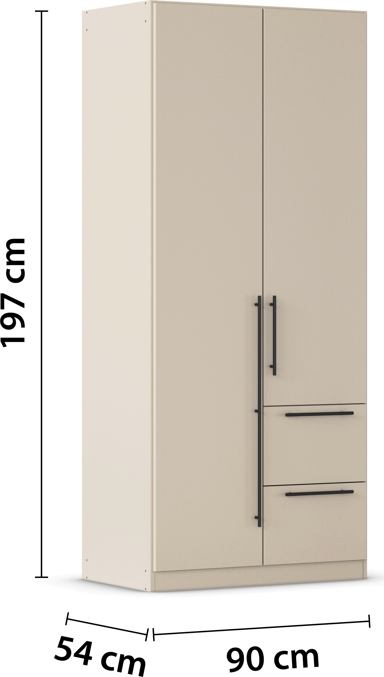 rauch Kleiderschrank »Drehtürenschrank Schrank Garderobe Wäscheschrank Schlafzimmer AVOLA«, (in 3 verschiedenen Ausstattungen BASIC/CLASSIC/PREMIUM), mit hochwertigen Stangengriffen aus Metall in Schwarz MADE IN GERMANY