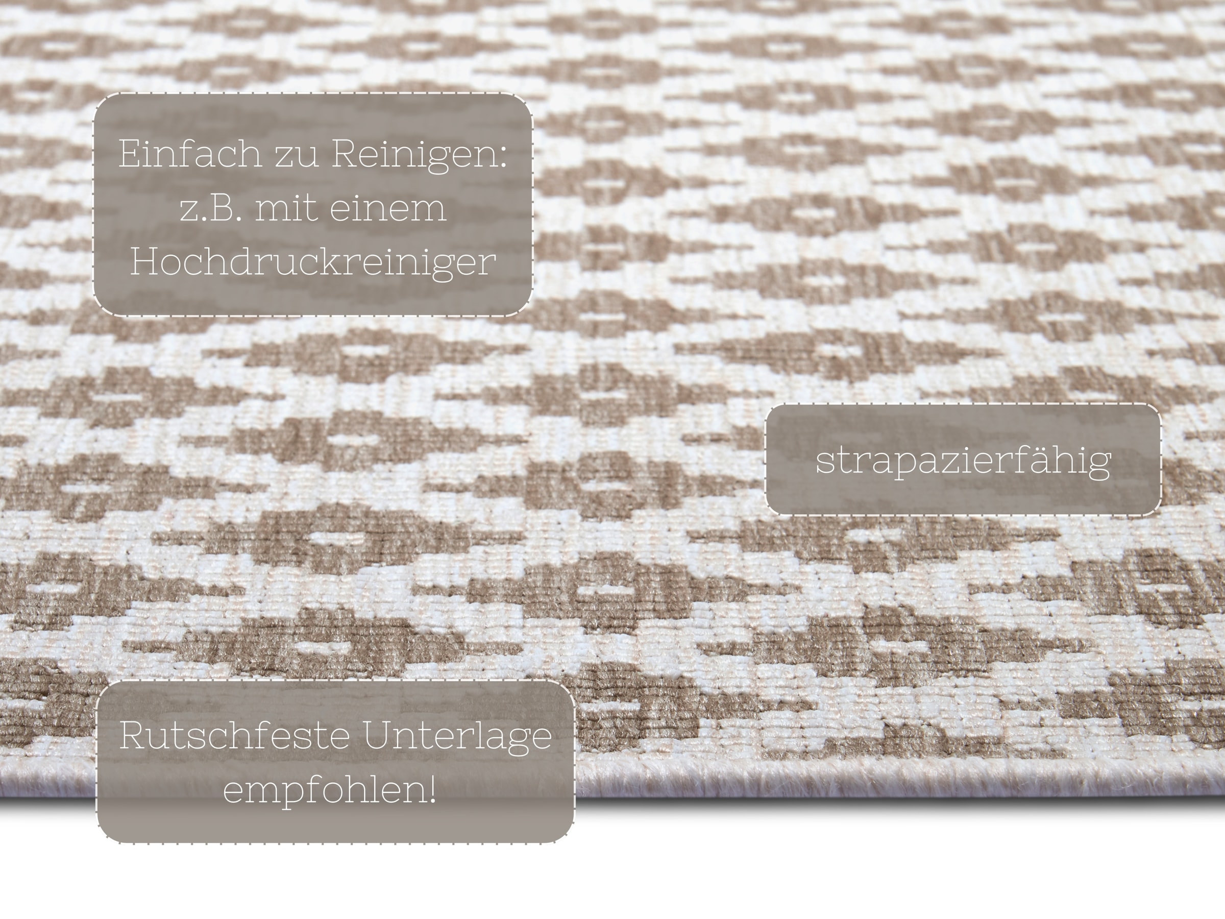 NORTHRUGS Teppich »Nizza Wendeteppich«, rechteckig, 5 mm Höhe, In-& Outdoor, Wetterfest, Balkon, Läufer, Wohnzimmer, Wasserfest