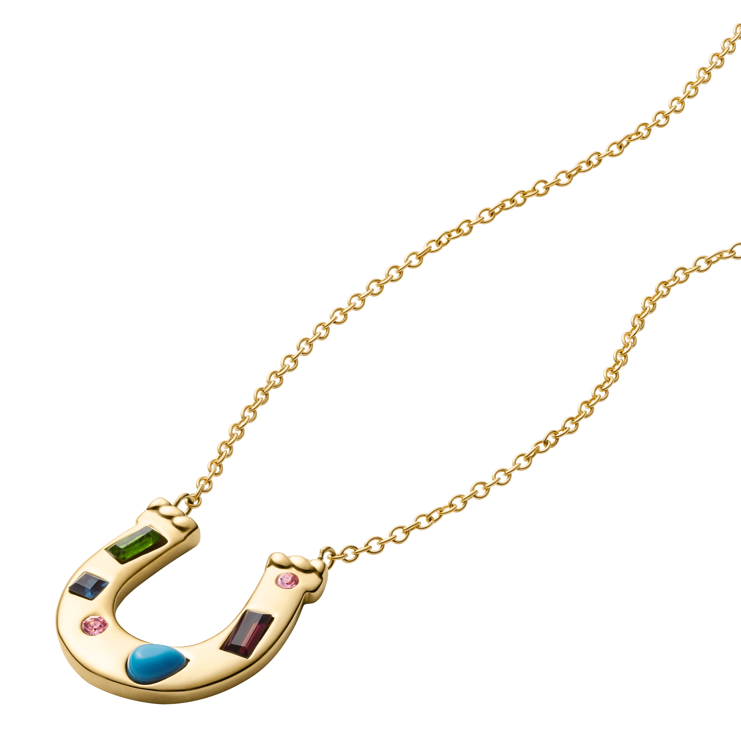 Fossil Kette mit Anhänger »Schmuck Geschenk Edelstahl JEWELRY« mit Glasstein