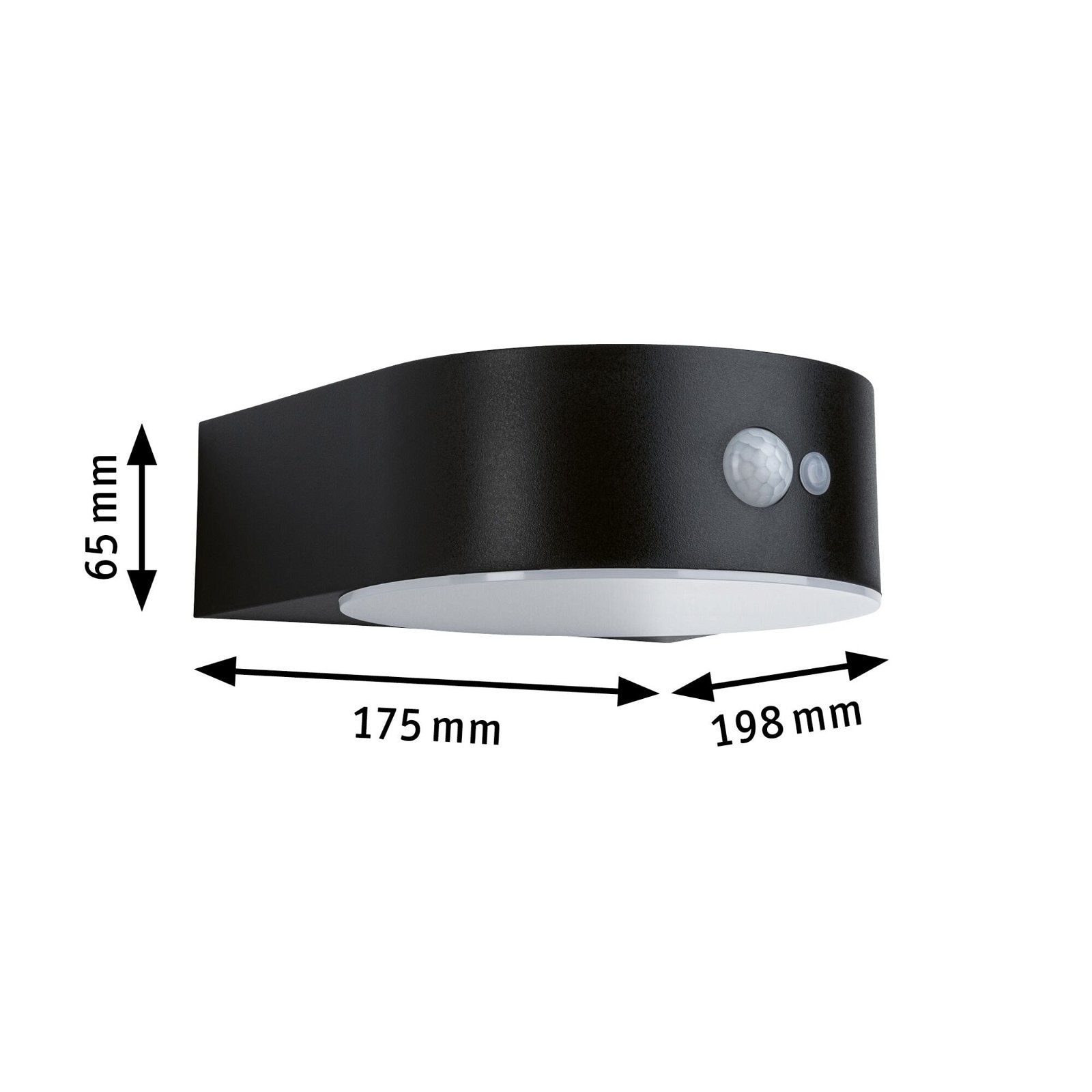 Paulmann LED Außen-Wandleuchte »Solar Eileen IP44 2200K 300lm Schwarz«, 1 flammig, Bewegungsmelder insektenfreundlich