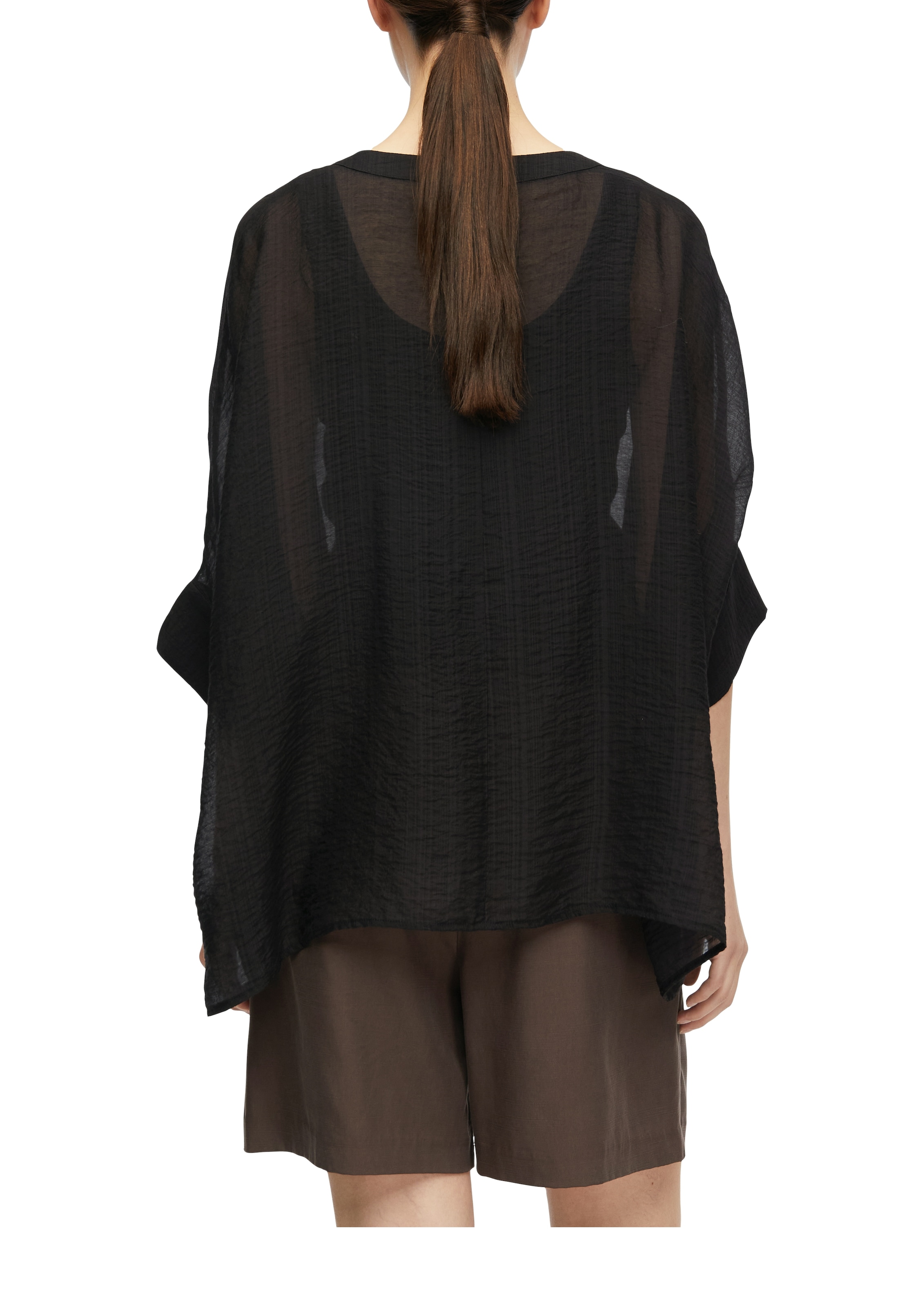 Comma Schlupfbluse Transparente Sommerbluse mit V-Ausschnitt