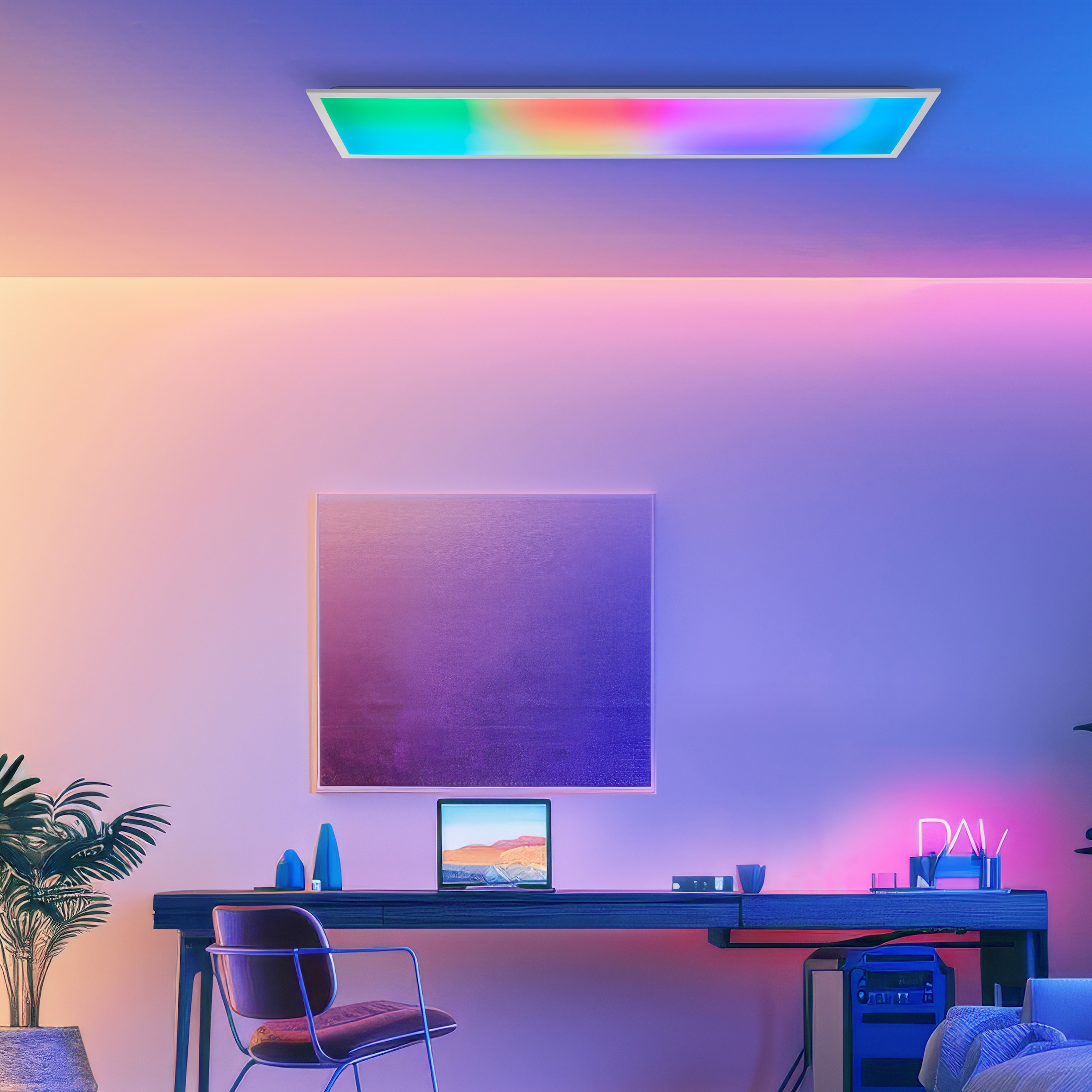 Brilliant LED Deckenleuchte »Briston«, Aufbaupaneel, 120 x 30 cm, 3700 lm, 3000-6500 K, dimmbar, IC-RGB, weiß