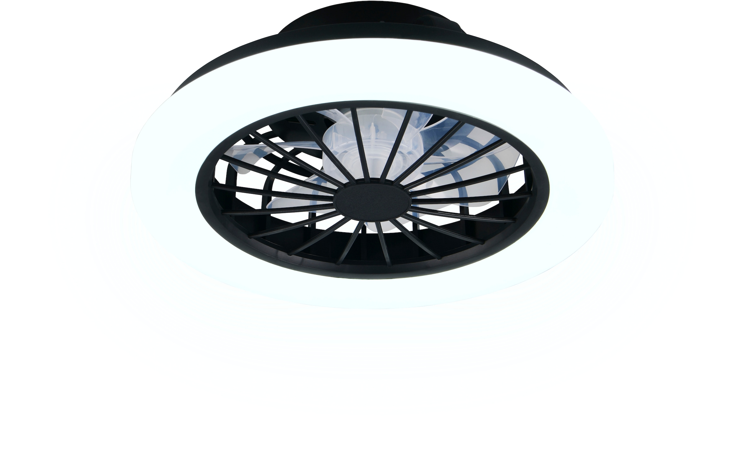 REALITY Leuchten LED Deckenleuchte »ROTSUND, Deckenventilator mit Licht Ø 38cm, inkl Fernbedienung« LED-Board 1 Stk. Farbwechsler | warmweiß - kaltweiß Ventilator mit 5 Stufen, Vor- & Rücklauf, LED mit CCT Timer Nachtlicht