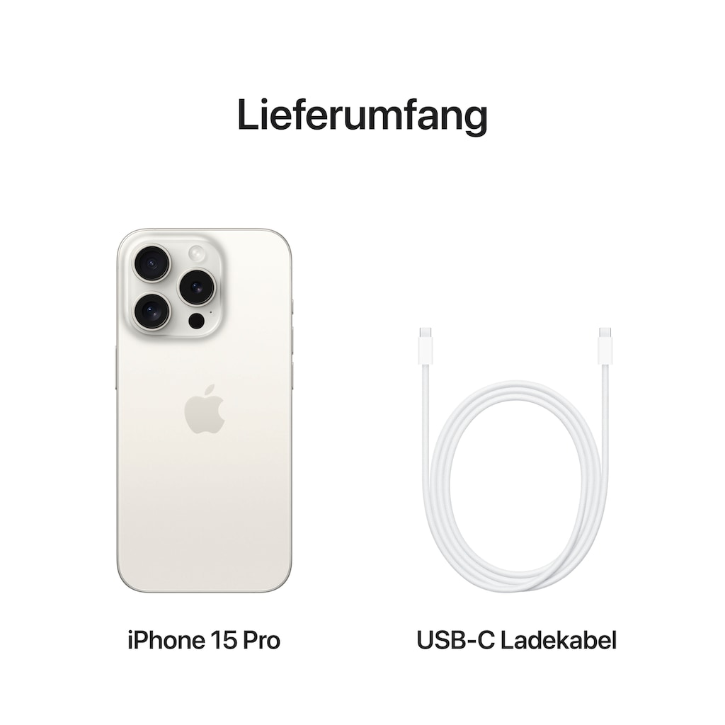 Apple Smartphone »iPhone 15 Pro 512GB«, white titanium, 15,5 cm/6,1 Zoll, 512 GB Speicherplatz, 48 MP Kamera