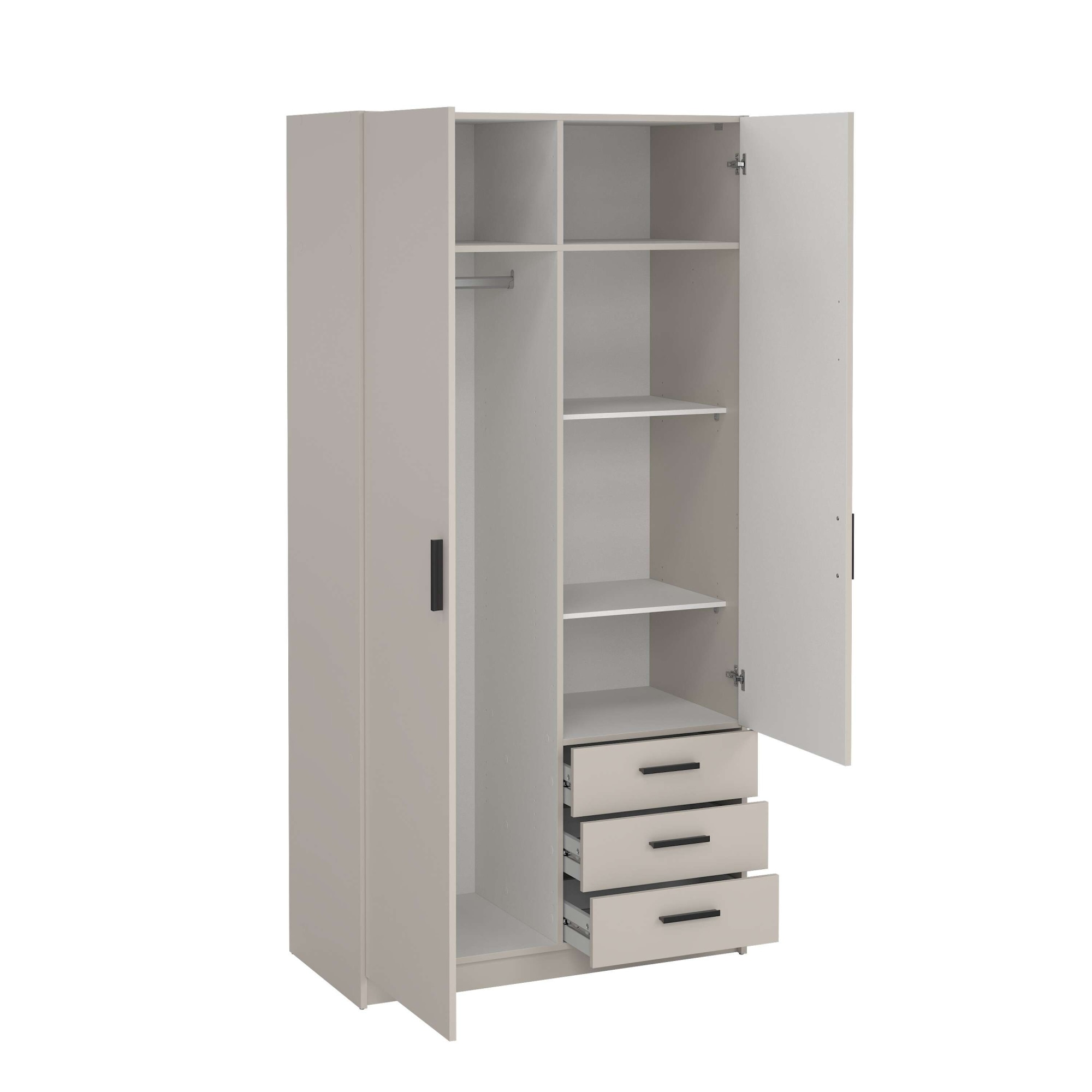 Home affaire Kleiderschrank »Sprint, viel Stauraum, robuste Qualität, 3 Breiten 98, 147, 195 cm« Breite 98,5/147 oder 195,5 cm, je mit Einlegeböden und Kleiderstange