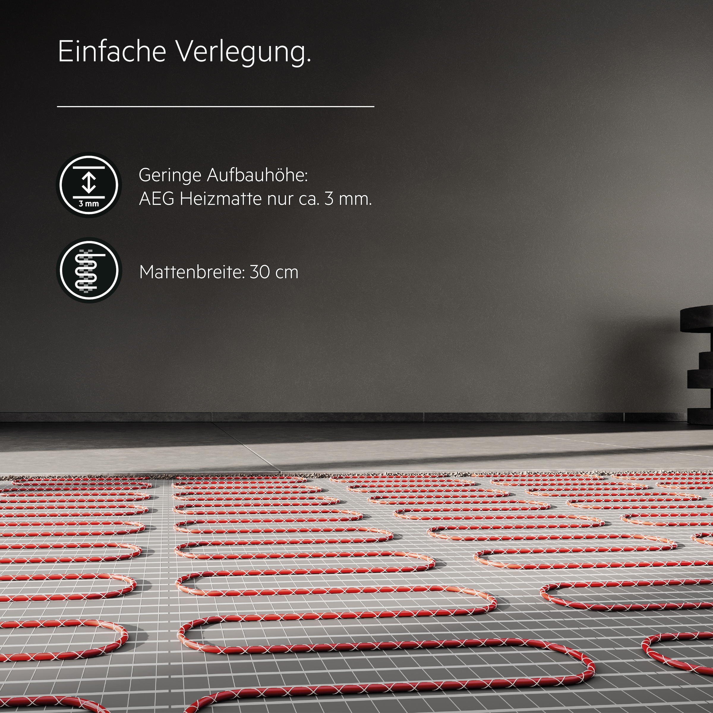 AEG Haustechnik Fußbodenheizung »Wellness Thermo Boden »TBSG 200/0.8««, Heizmatte 0,8 m², Sonderformat für geflieste Duschen, mittiger Ablauf