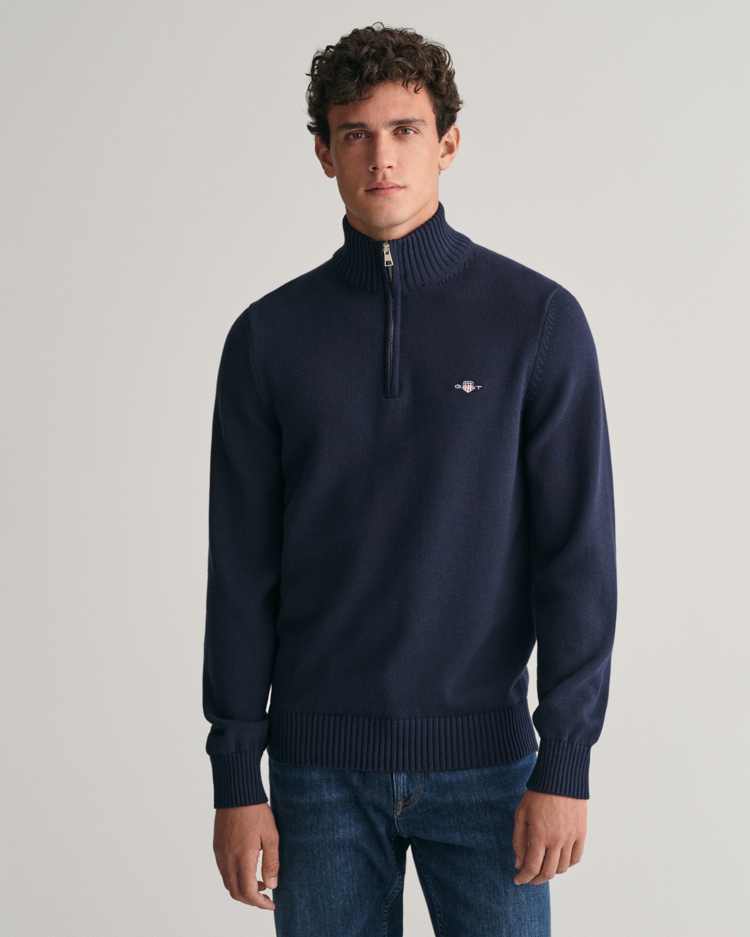 Gant Troyer »CASUAL COTTON HALF ZIP« mit grafischer Logostickerei auf der Brust