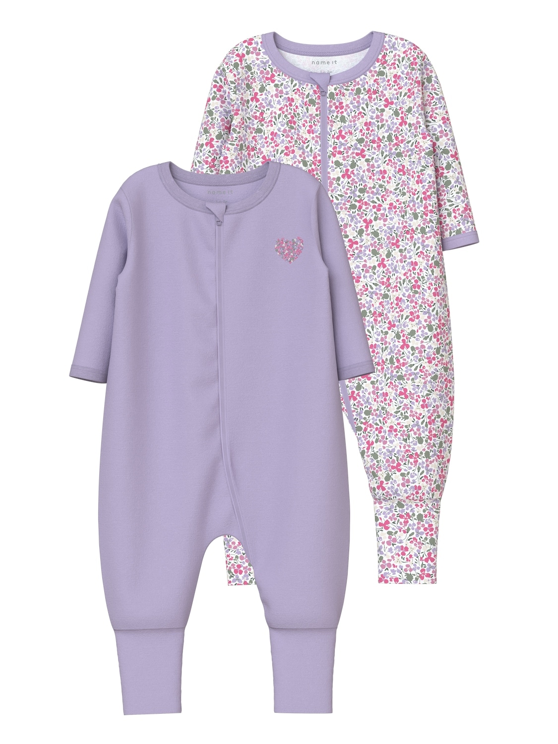 Schlafanzug »NBFNIGHTSUIT 2P ZIP FF PETIT FLOWER NOOS«, (Set, 2 tlg.)