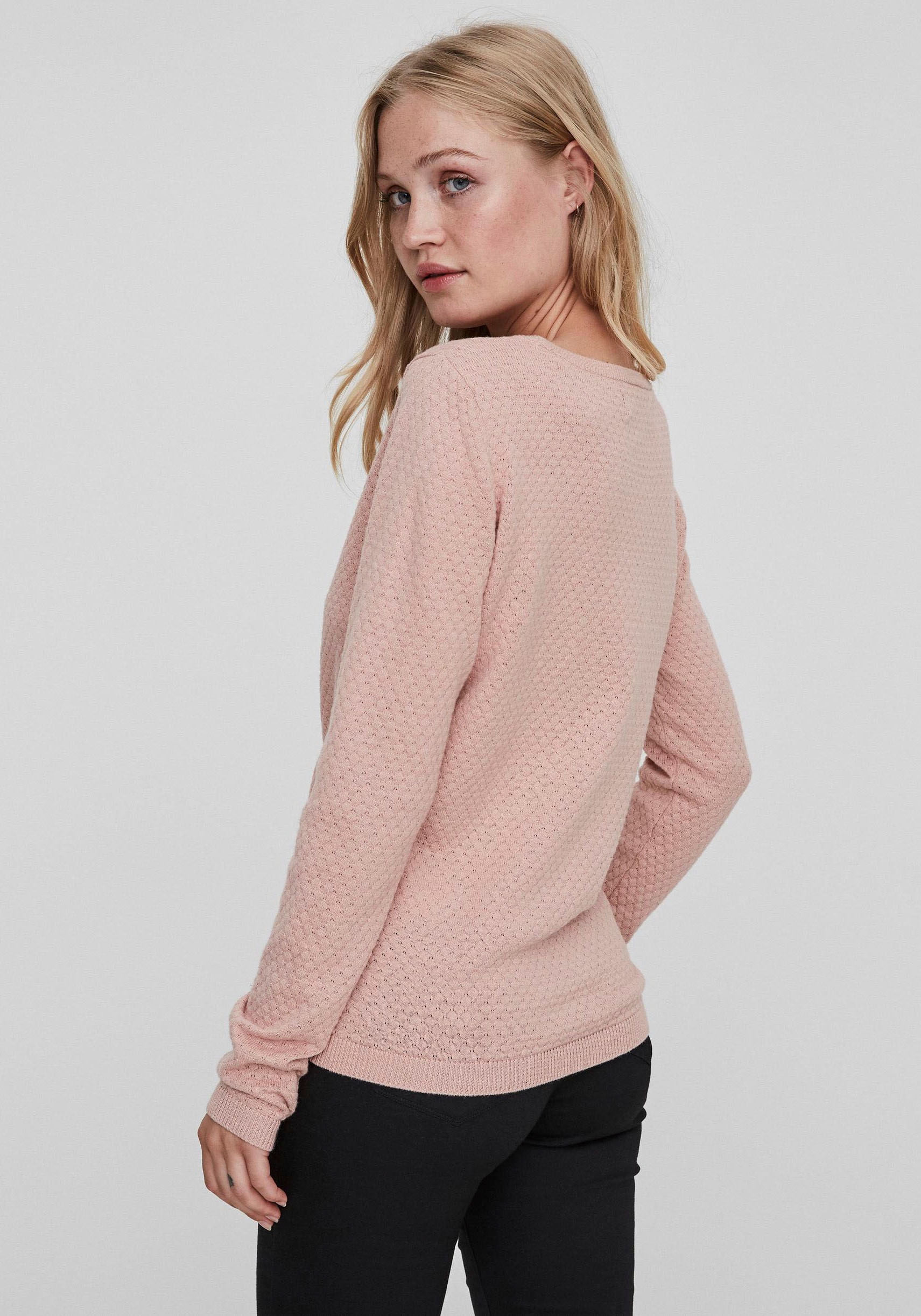 Vero Moda Rundhalspullover »VMCARE STRUCTURE LS O-NECK BLOUSE«, aus Bio-Baumwolle