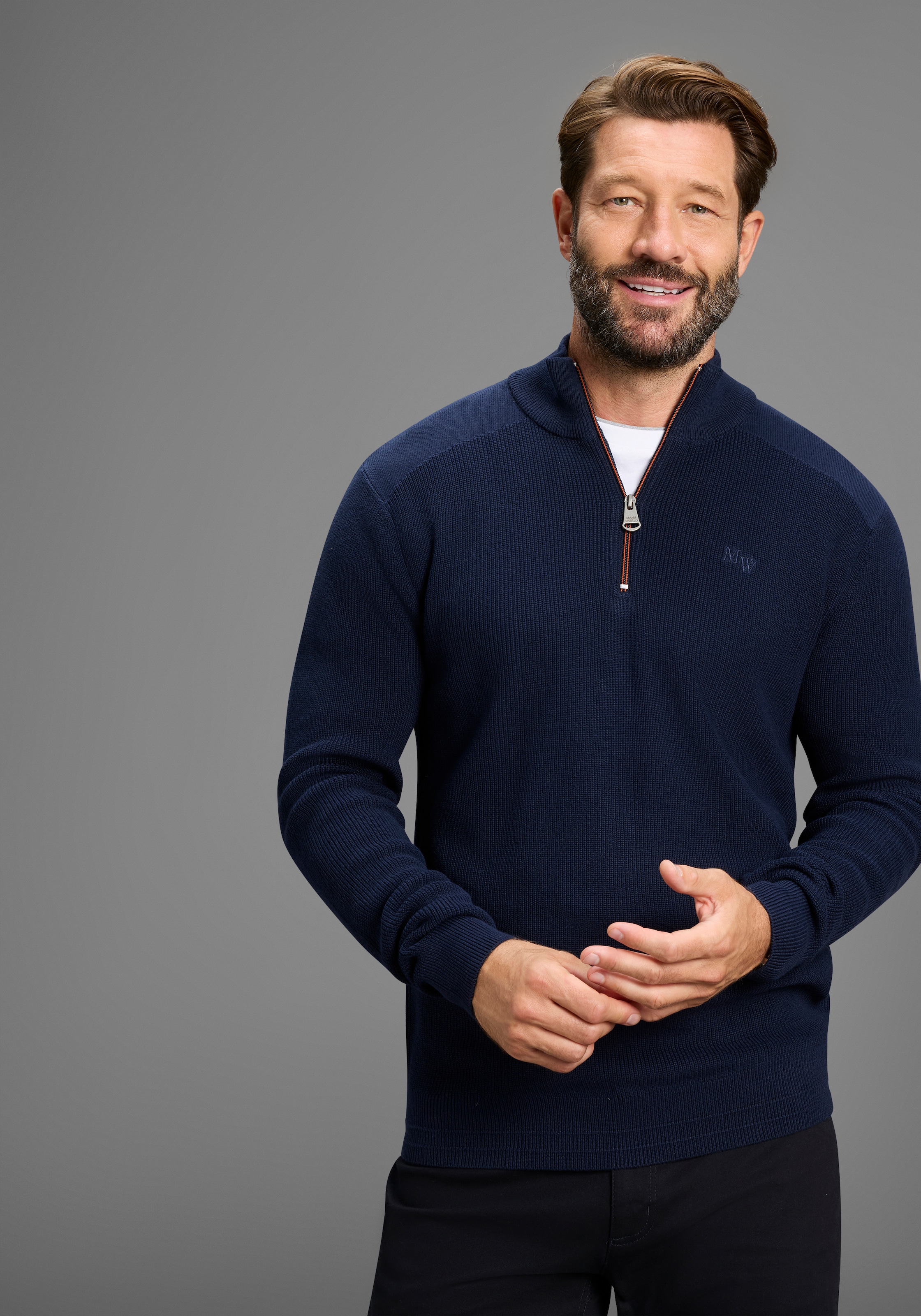 Man's World Troyer »Neue Kollektion ! Highlight kontrastfarbener Reißverschluss!« Feinstrick Rippe, ideal für die Übergangszeit