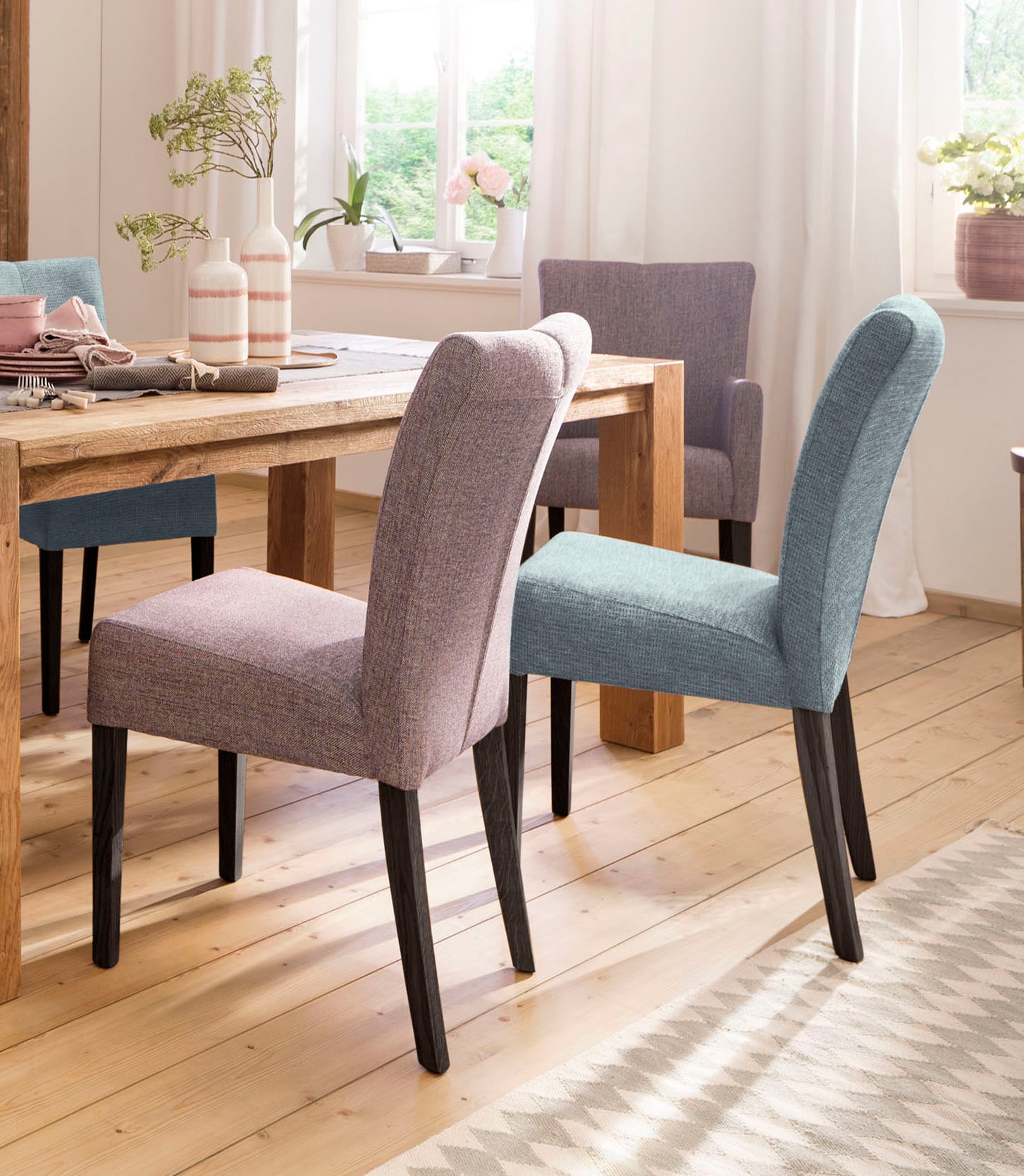 Home affaire Esszimmerstuhl »Queen« (Set) 2 Stk.Beine aus massiver Buche, wengefarben lackiert, Polsterstuhl