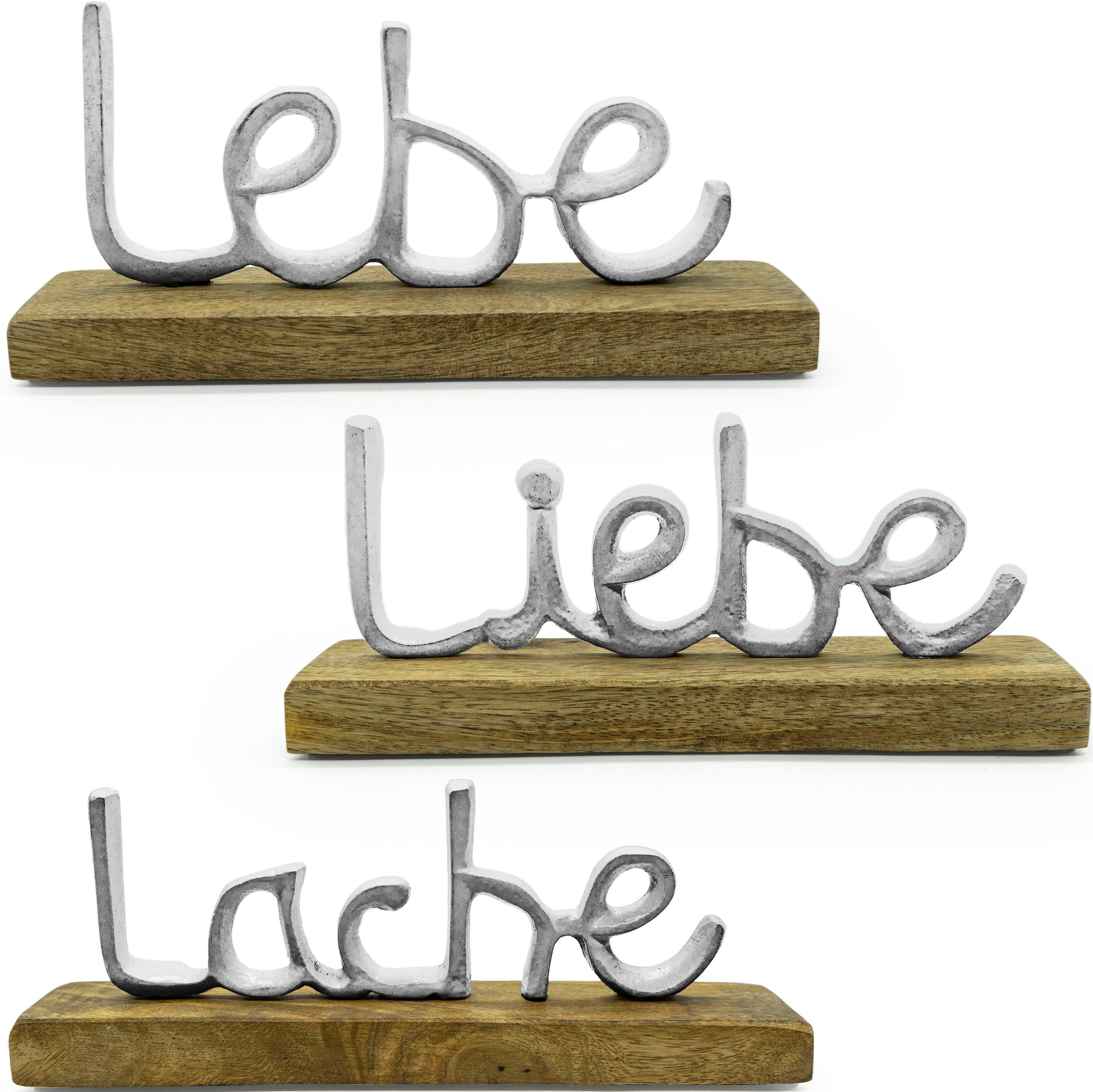 NOOR LIVING Deko-Schriftzug »Lebe, Liebe, Lache«, aus Holz und Aluminium  auf Raten kaufen