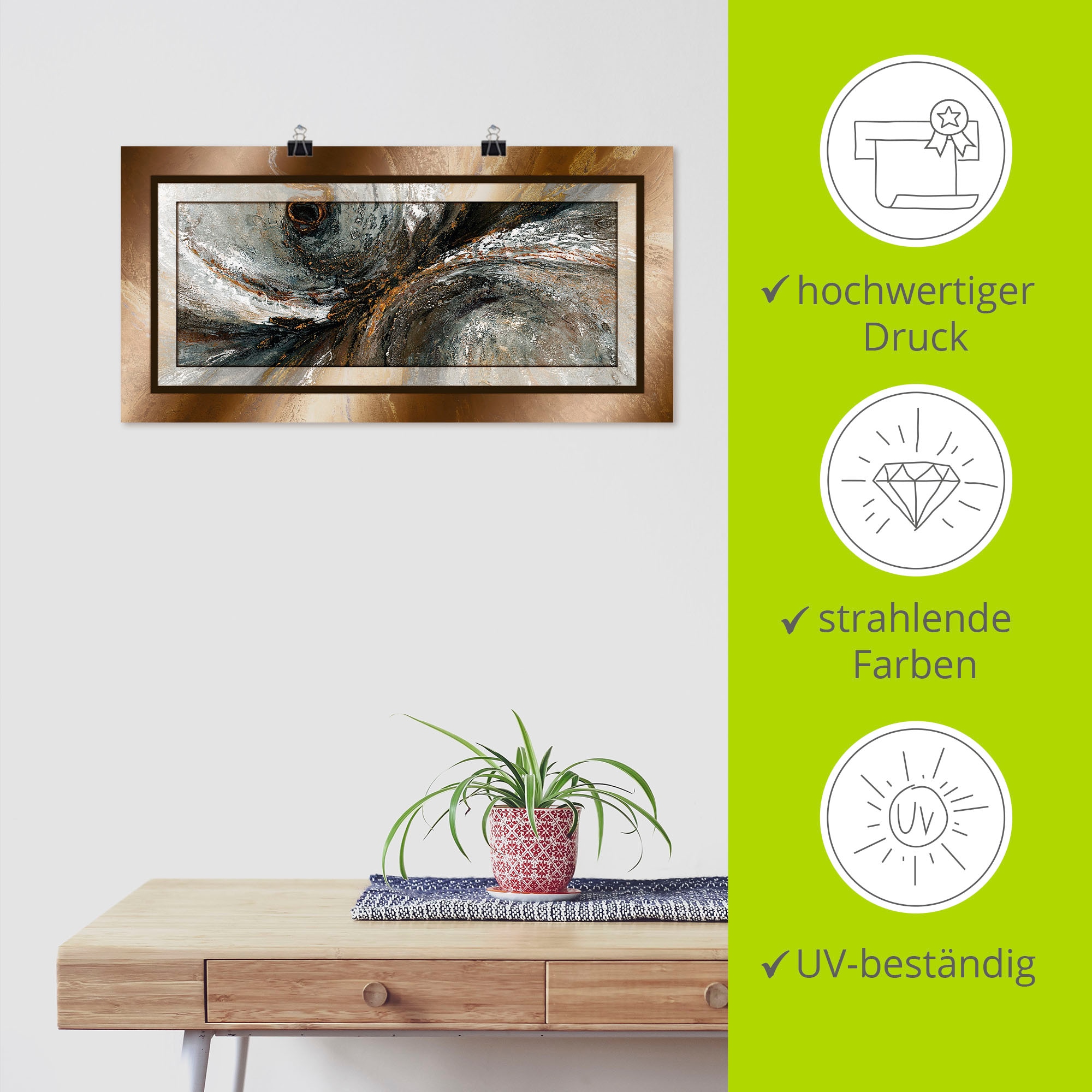 Artland Wandbild »Gold Abstrakt 2« Gegenstandslos 1 Stk. tlg. als Alubild, Outdoorbild, Leinwandbild, Poster in verschied. Größen