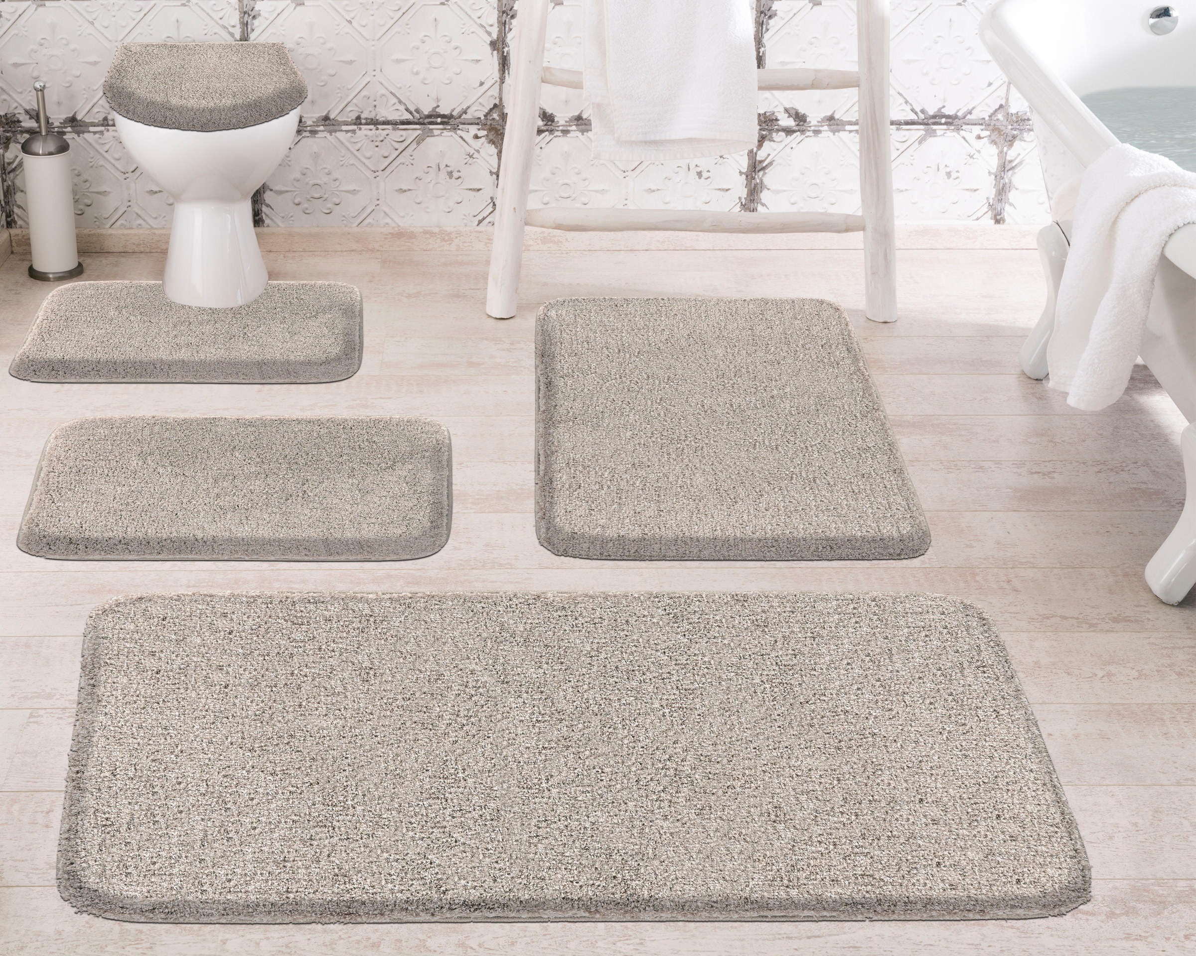 Grund Badematte »Melange«, rutschhemmend beschichtet, fußbodenheizungsgeeignet, besonders dichter Flor
