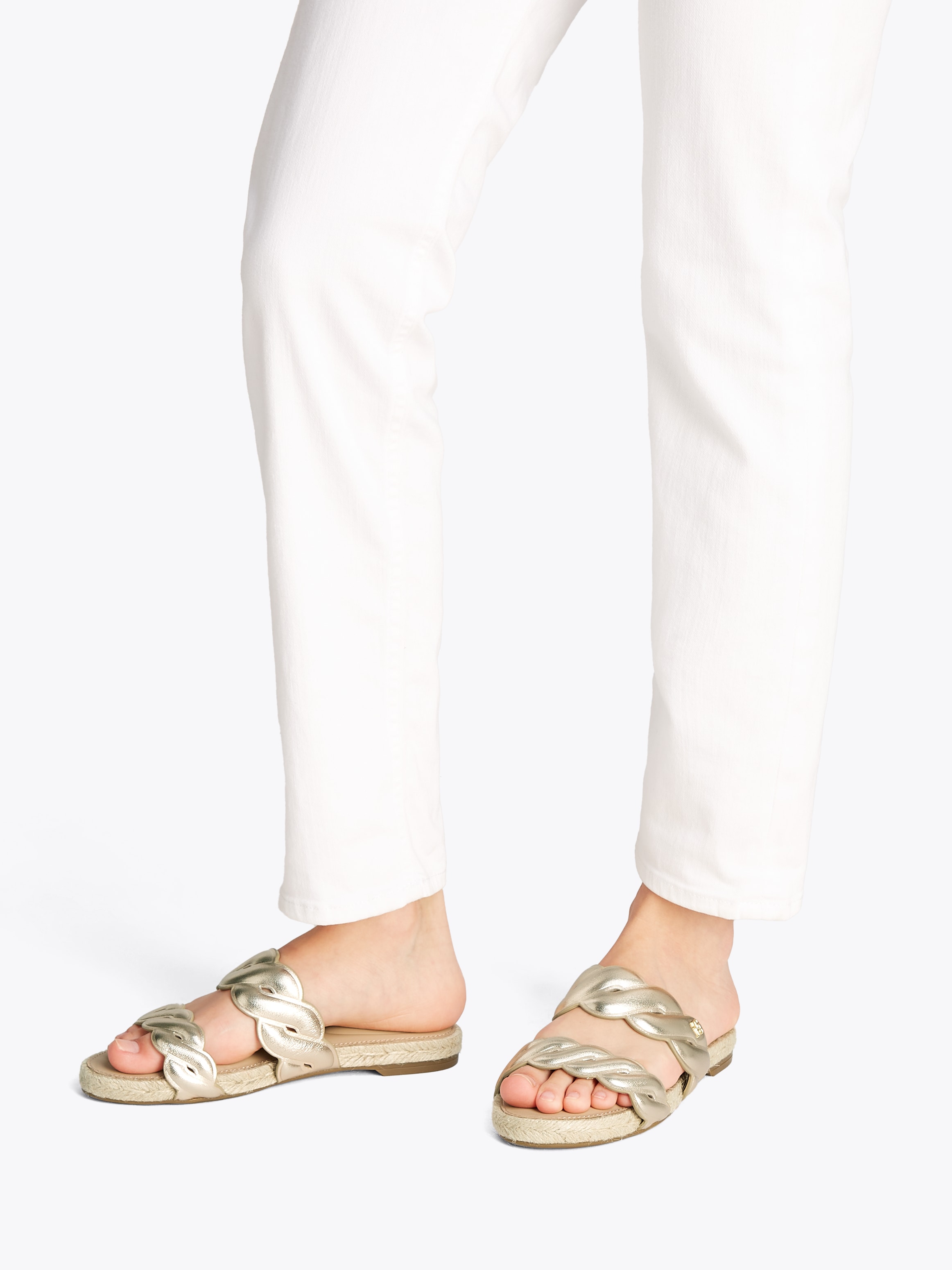 Tommy Hilfiger Pantolette »METALLIC ROPE ESPADRILLE MULE«  , Plateau, Sommerschuh, Flats, Bequemschuh mit geschungener Bandage