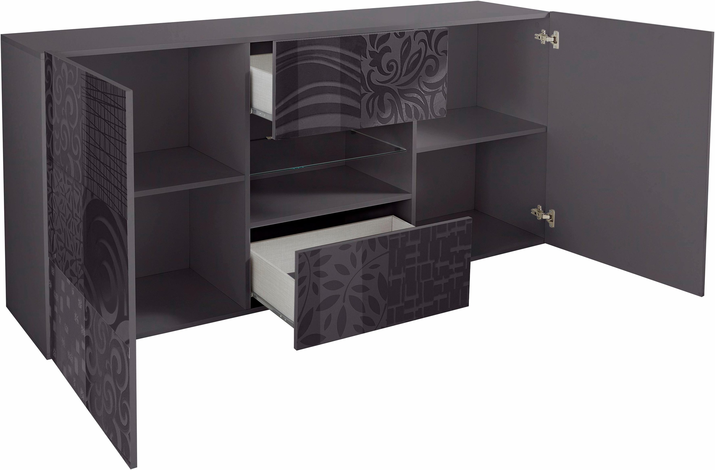 INOSIGN Sideboard »Miro«, Breite 181 cm mit dekorativem Siebdruck